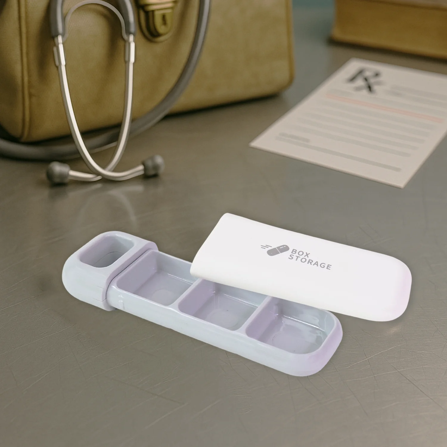 Portable 1 Pc Pill Storage Box with 3 Compartments - Image 4