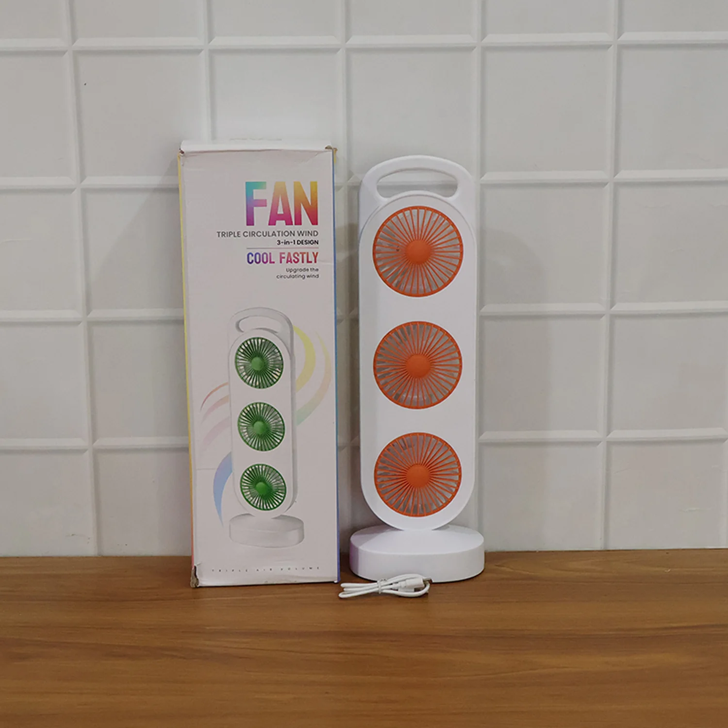 Portable 3 in 1 Design Triple Head Table Fan (1 Pc) - Image 10