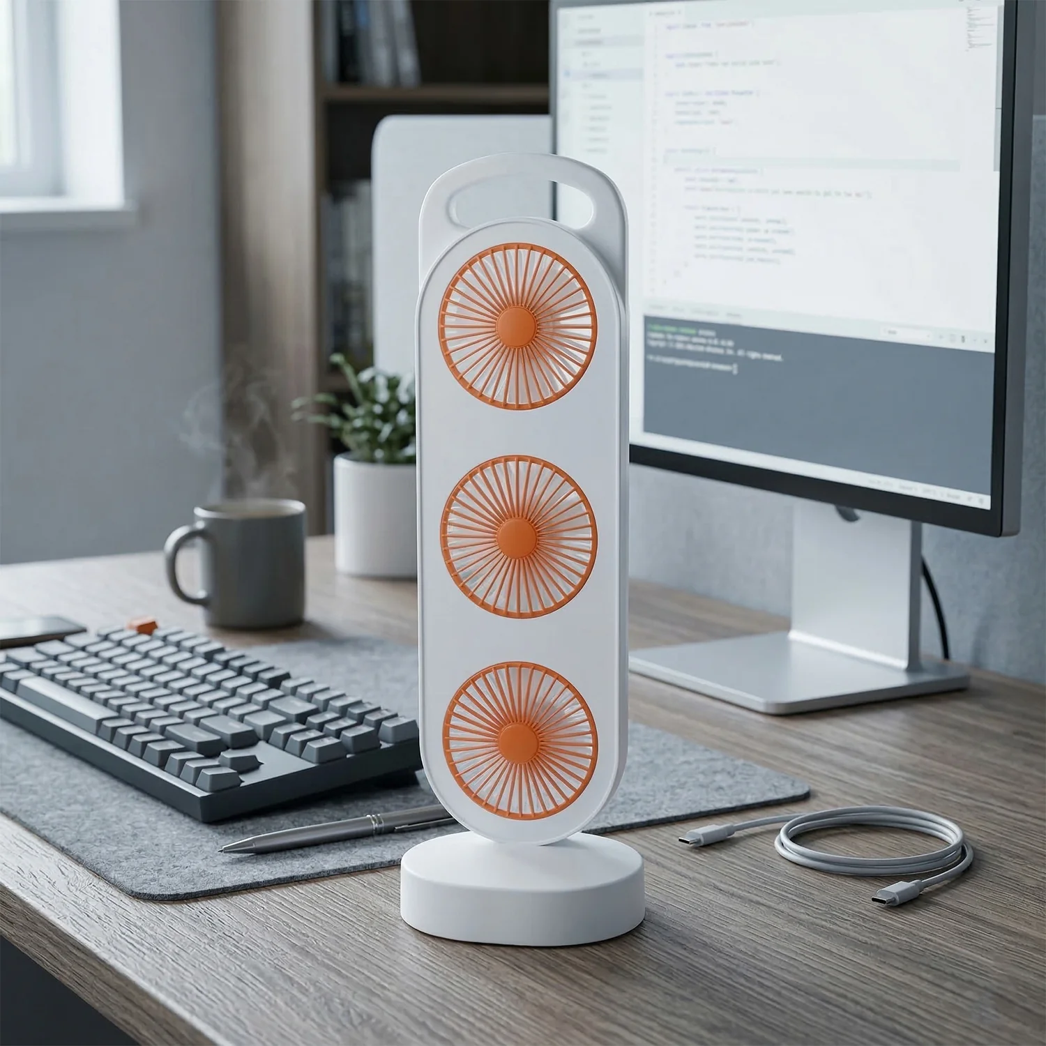 Portable 3 in 1 Design Triple Head Table Fan (1 Pc) - Image 5