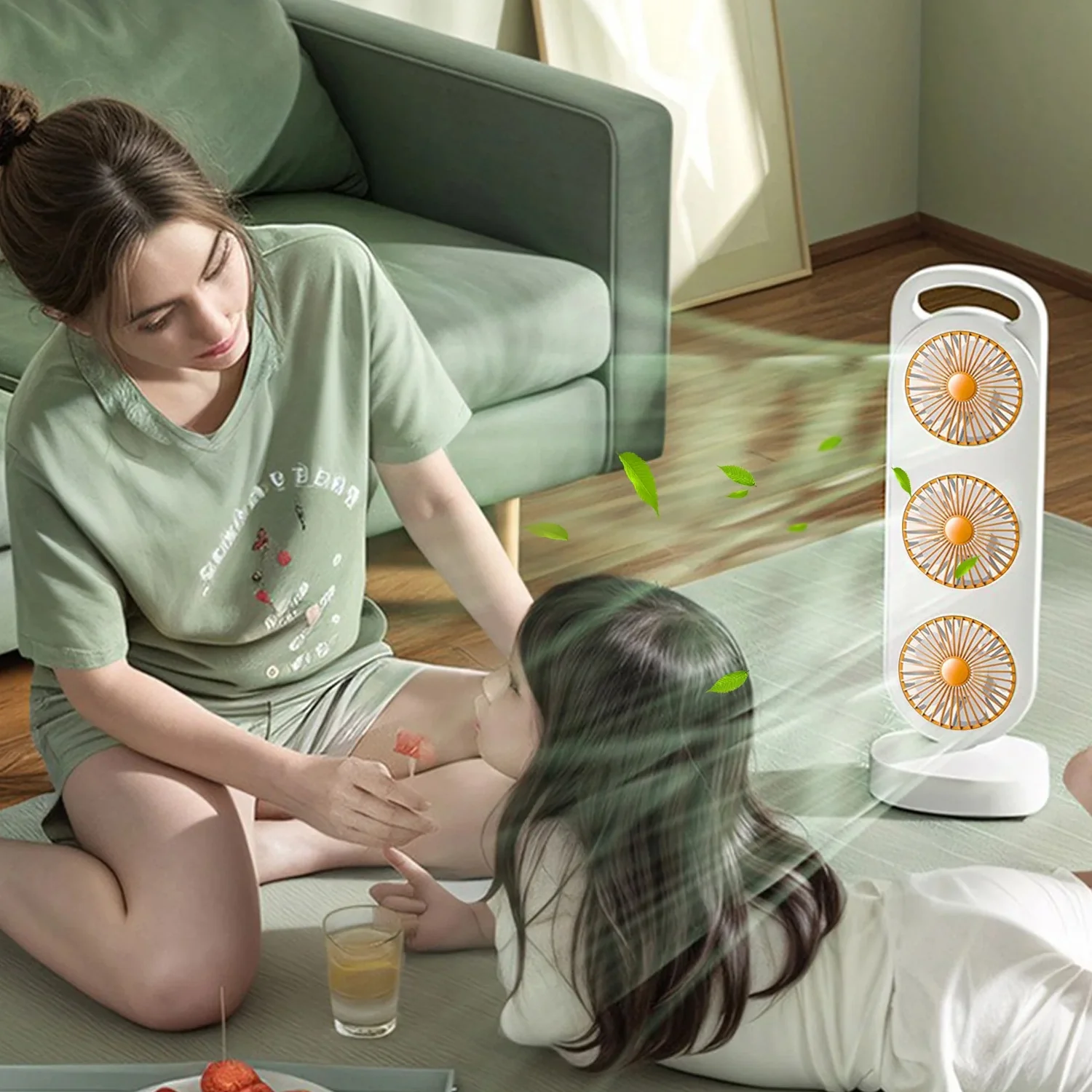Portable 3 in 1 Design Triple Head Table Fan (1 Pc) - Image 8
