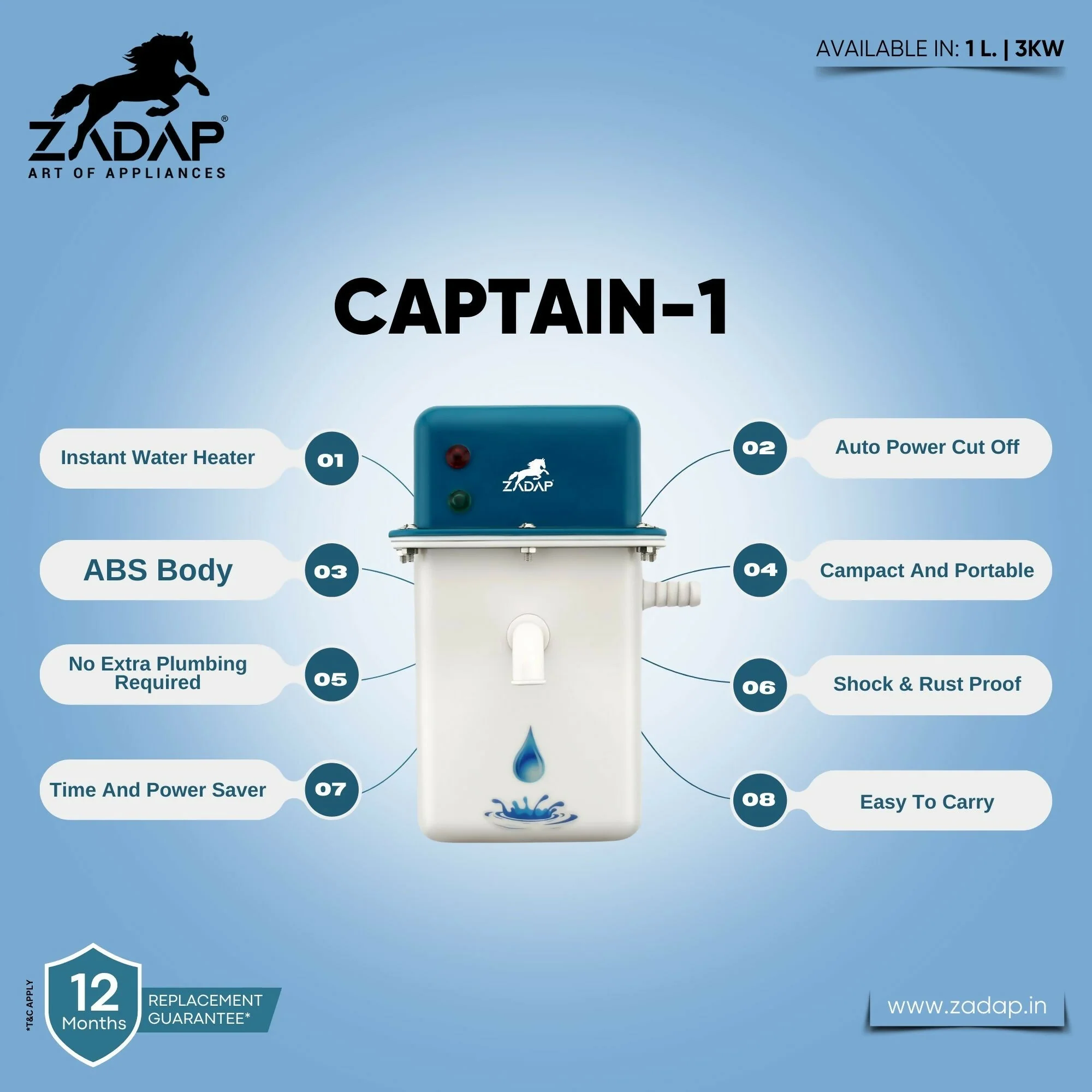 ZADAP Portable 3kW Instant Water Heater - Image 18