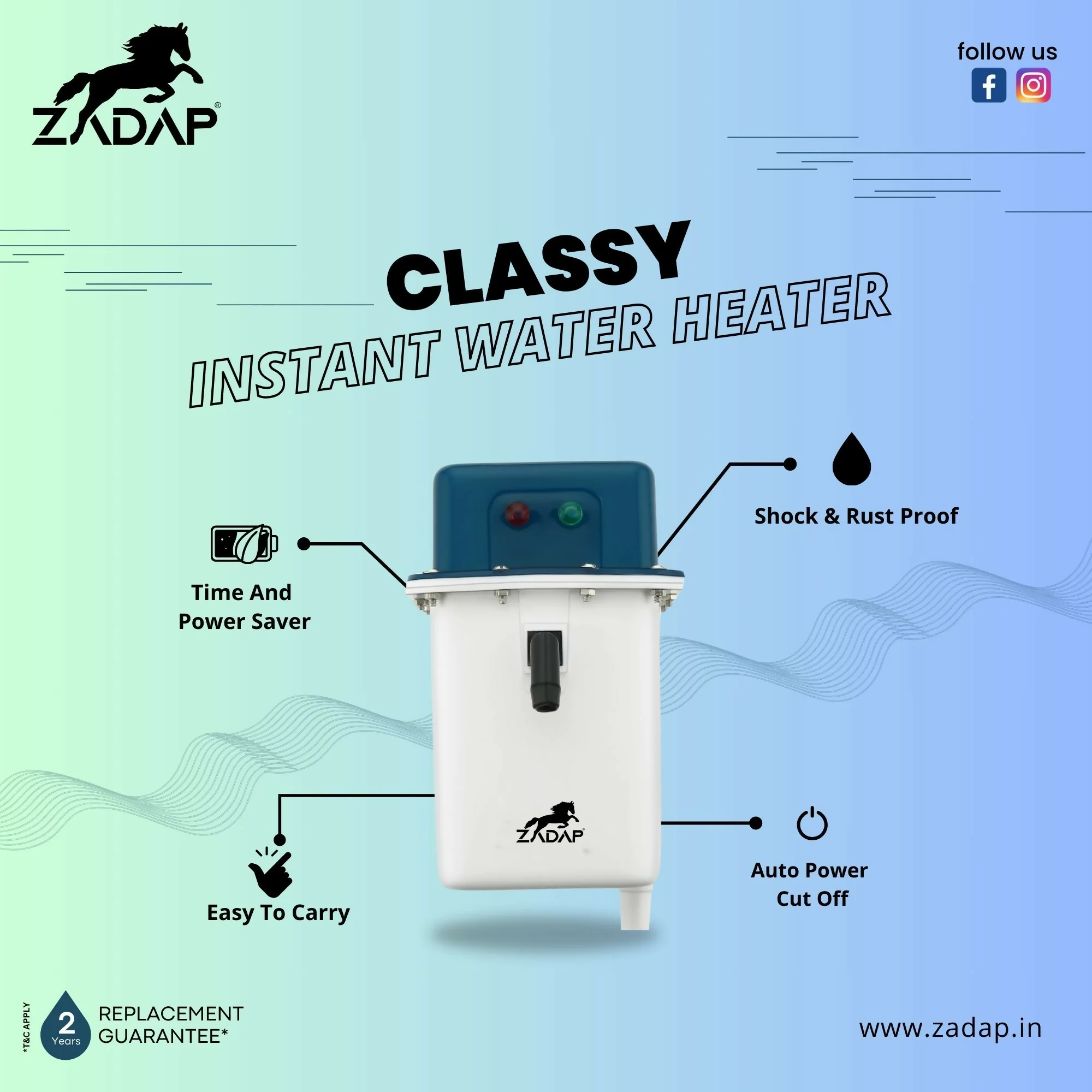 ZADAP Portable 3kW Instant Water Heater - Image 8