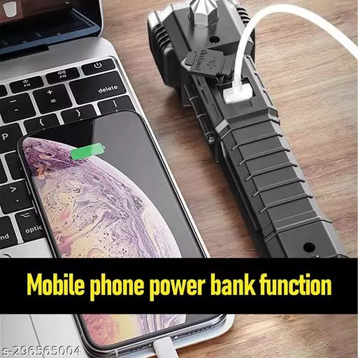 Portable 3W Rechargeable LED Torch with Long Beam, Hammer & Glass Cutter - Image 3