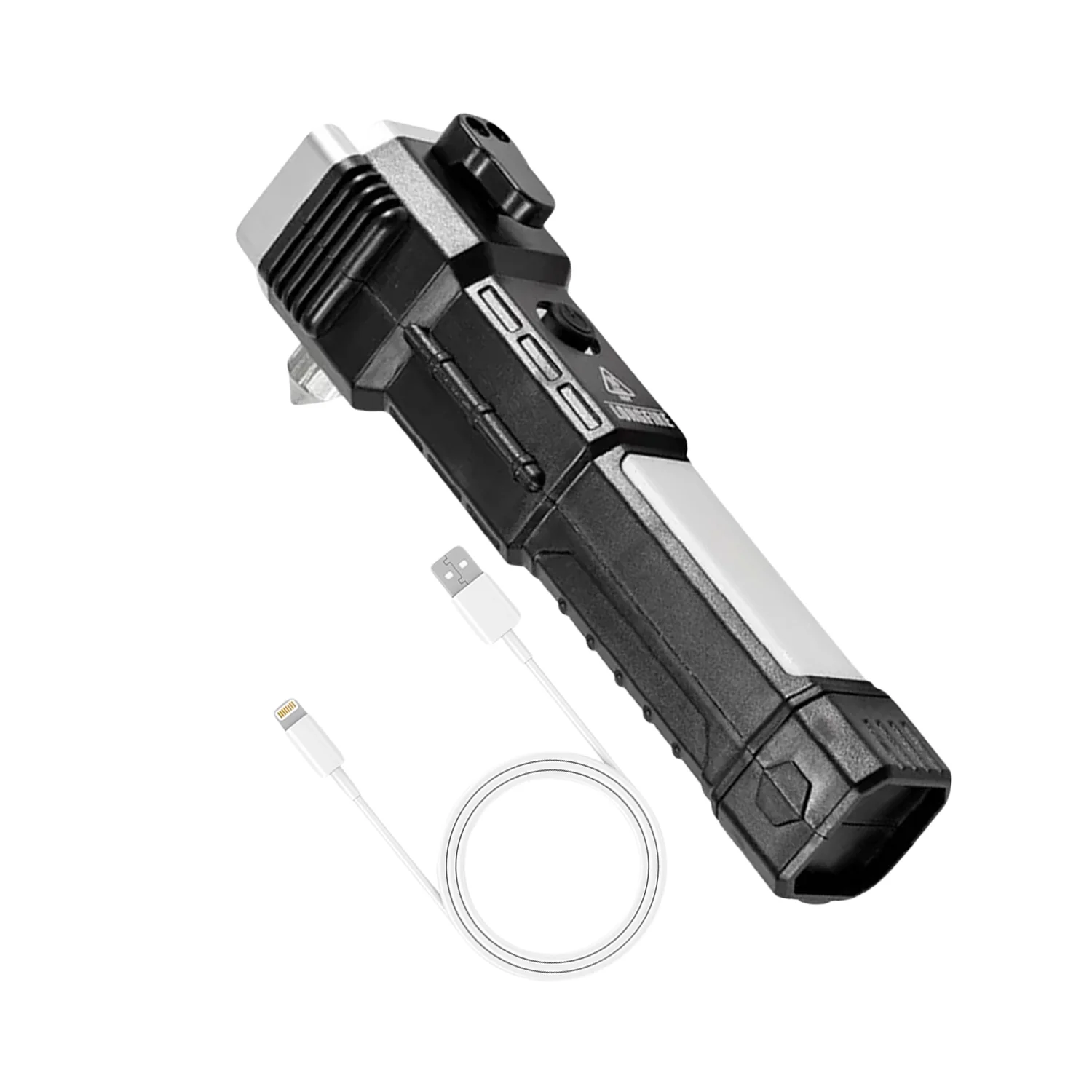 Portable 3W Rechargeable LED Torch with Long Beam, Hammer & Glass Cutter - Image 5