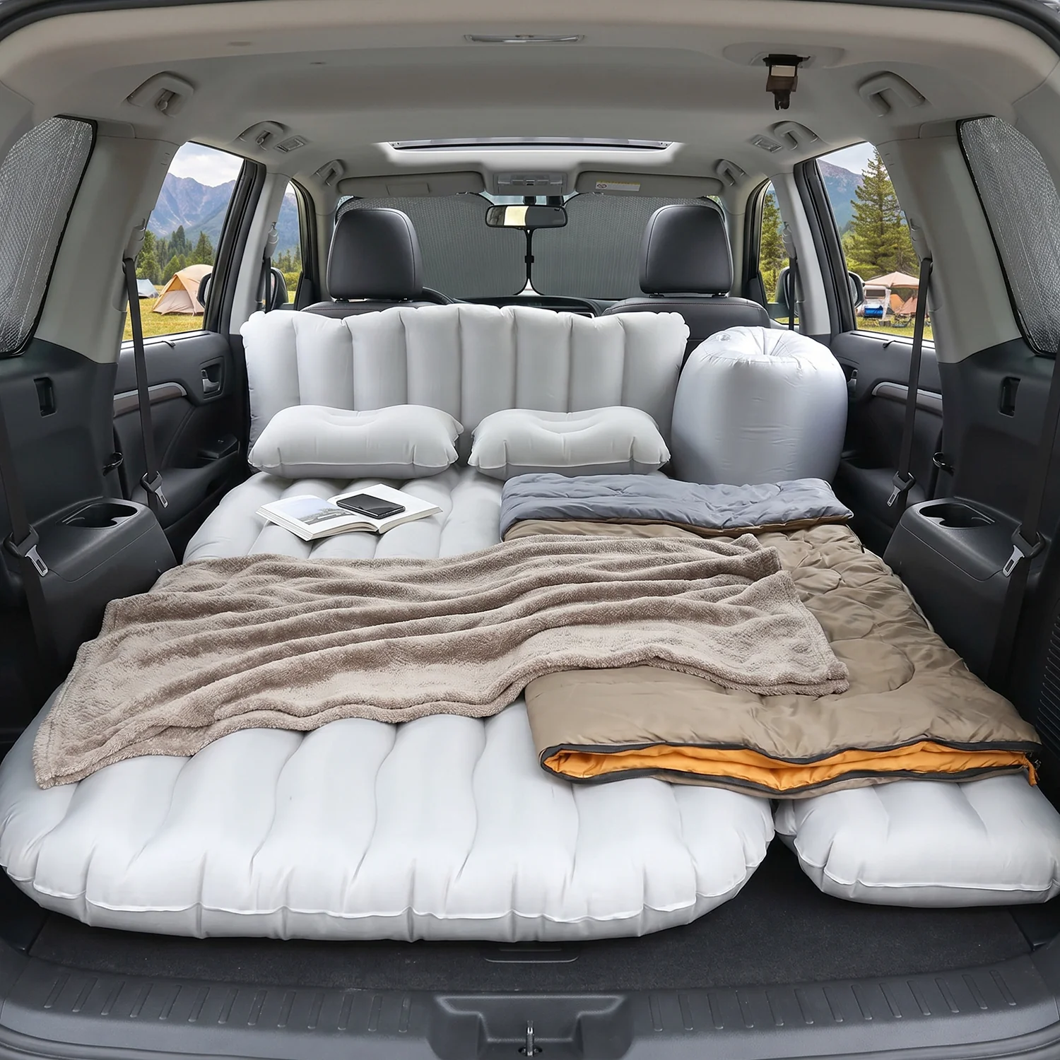 Portable Car Air Mattress Bed Set with 2 Pillows and Air Pump - Image 7