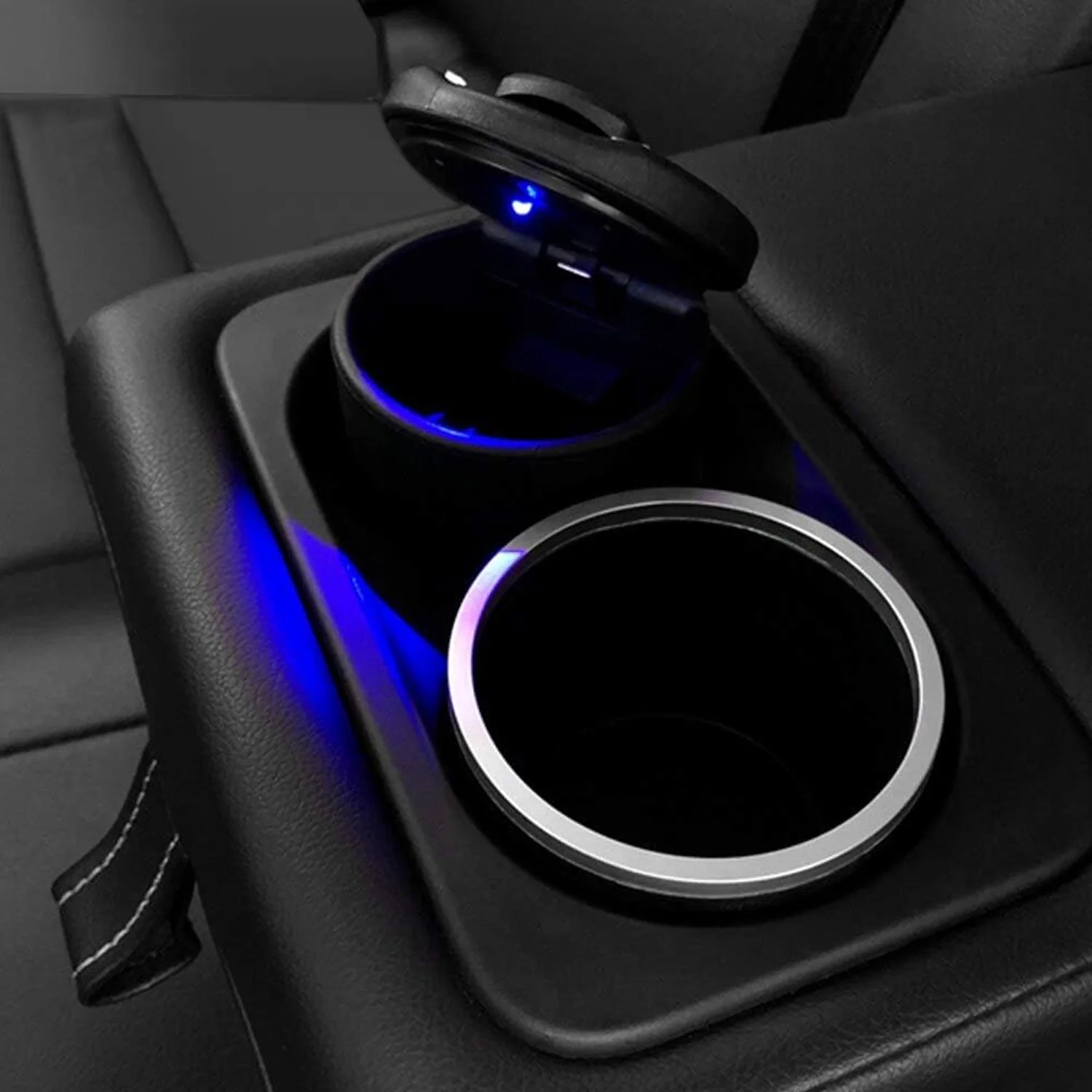 Portable Car Ashtray with Lid and Blue LED Light (1 Pc) - Image 7