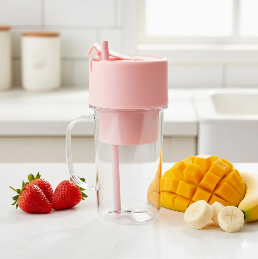 Portable Crusher Juicer With Handle & Straw, USB Rechargeable Multi Blades (420 ML) - Image 10