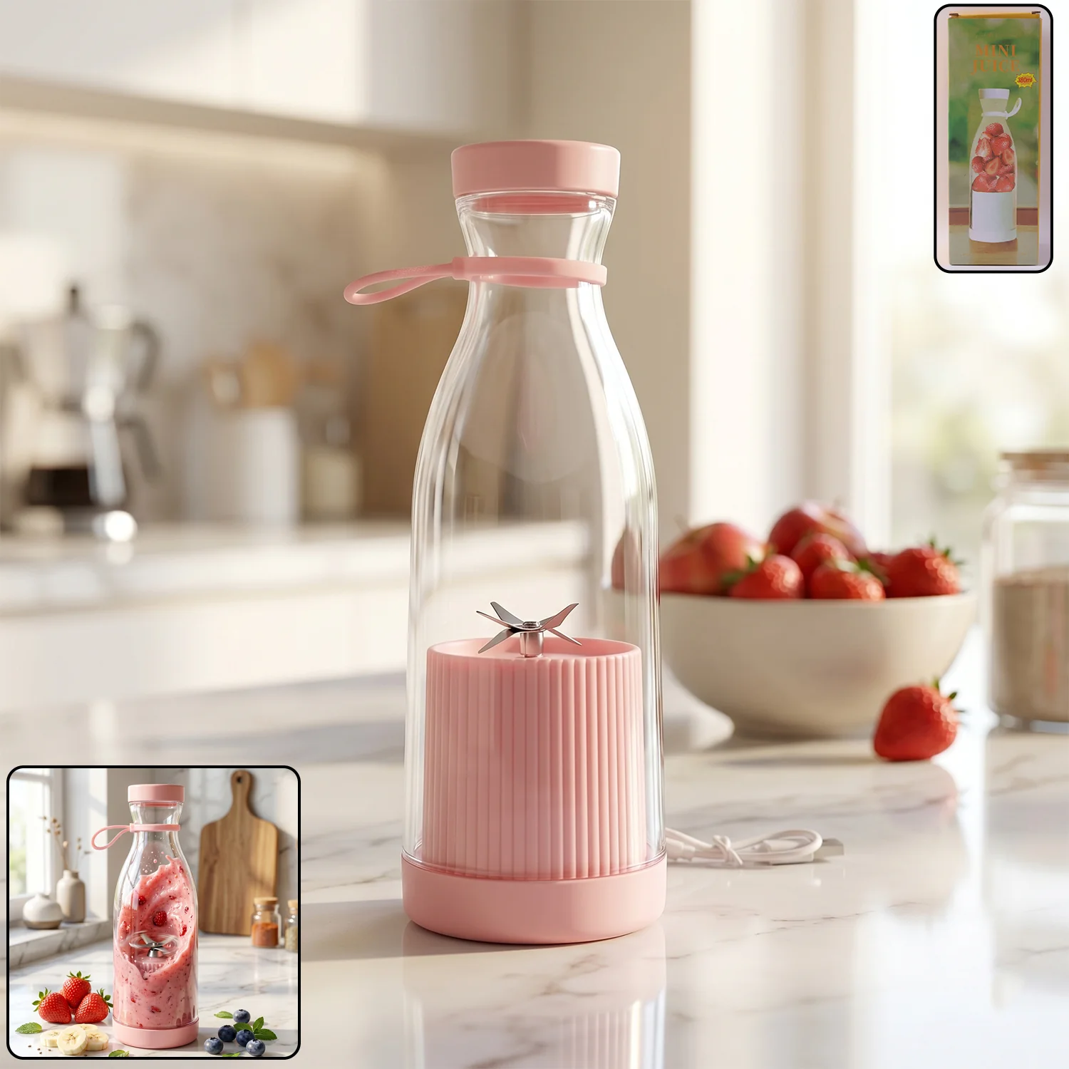 Portable Electric Juicer Blender Bottle 380 ML