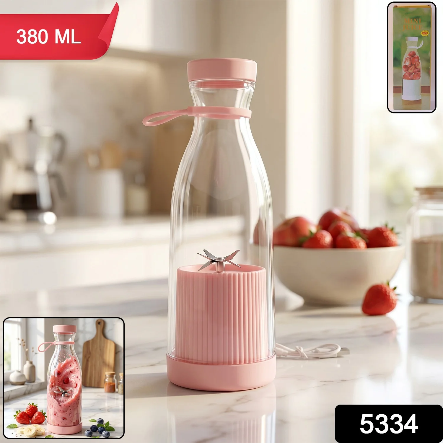 Portable Electric Juicer Blender Bottle 380 ML - Image 2