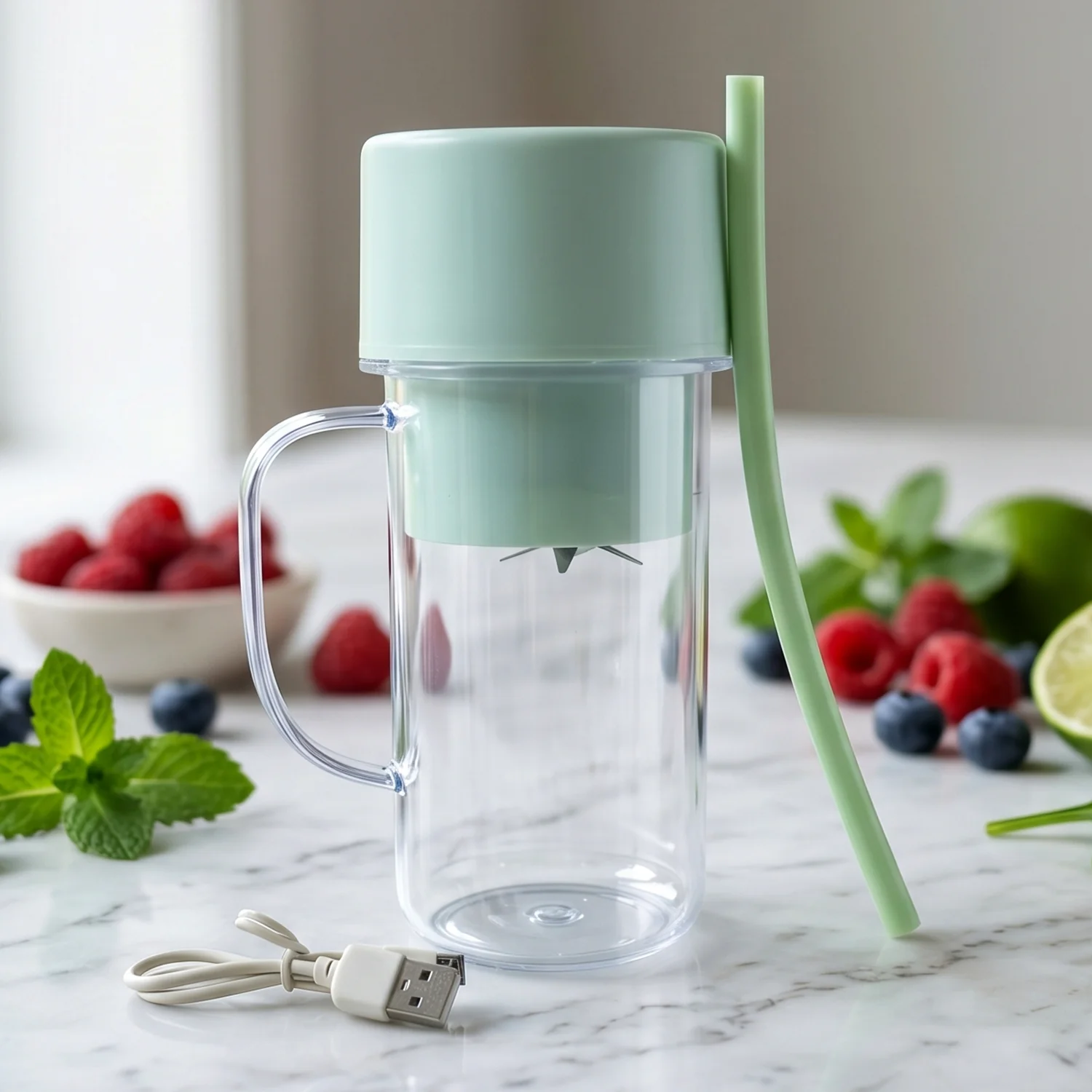 Portable Electric Juicer Mixer Grinder with Handle (1 Pc, 340 ML) - Image 7