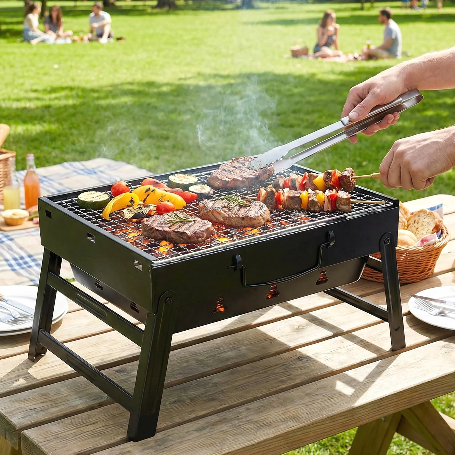 Portable Foldable Charcoal BBQ Grill with Grilling Mesh (1 Pc, 36x27 Cm) - Image 5