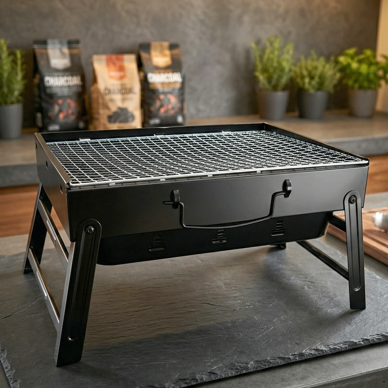Portable Foldable Charcoal BBQ Grill with Grilling Mesh (1 Pc, 36x27 Cm) - Image 7