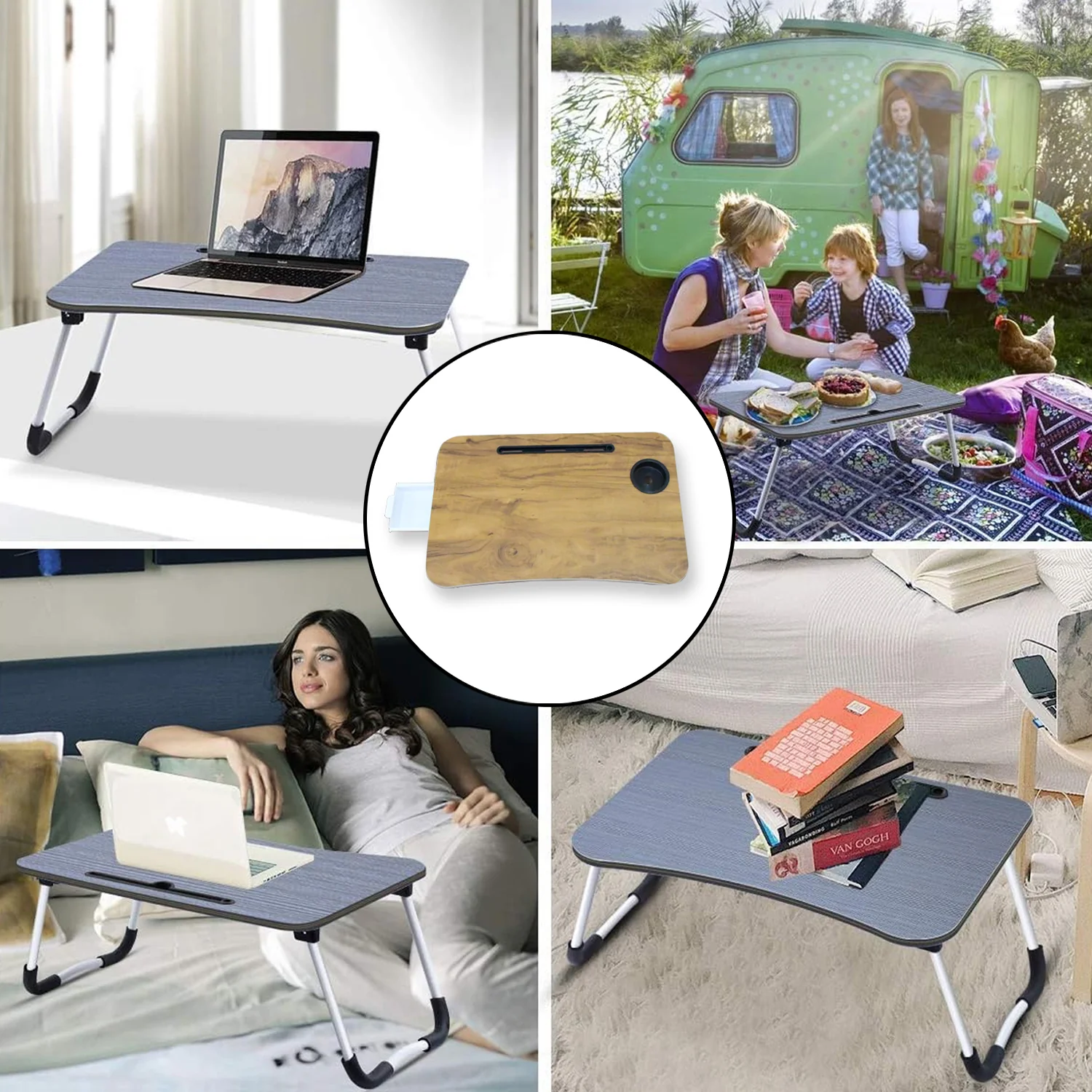 Multi-Purpose Laptop Desk (1 Pc / Mix Plain Design / 58×38 Cm) - Image 6