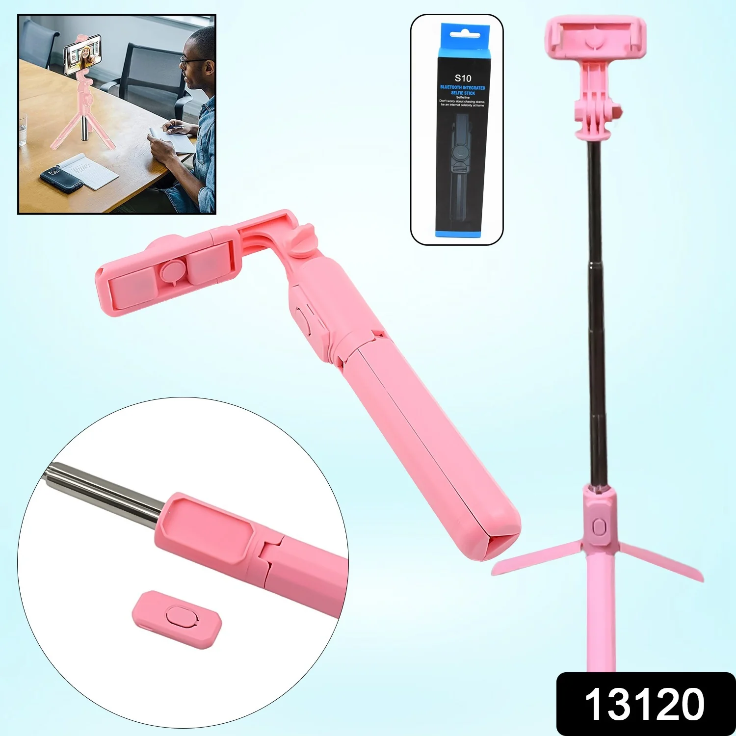 Portable Foldable Selfie Stick with Remote Control, YouTuber Video Recording (1 Pc) - Image 2