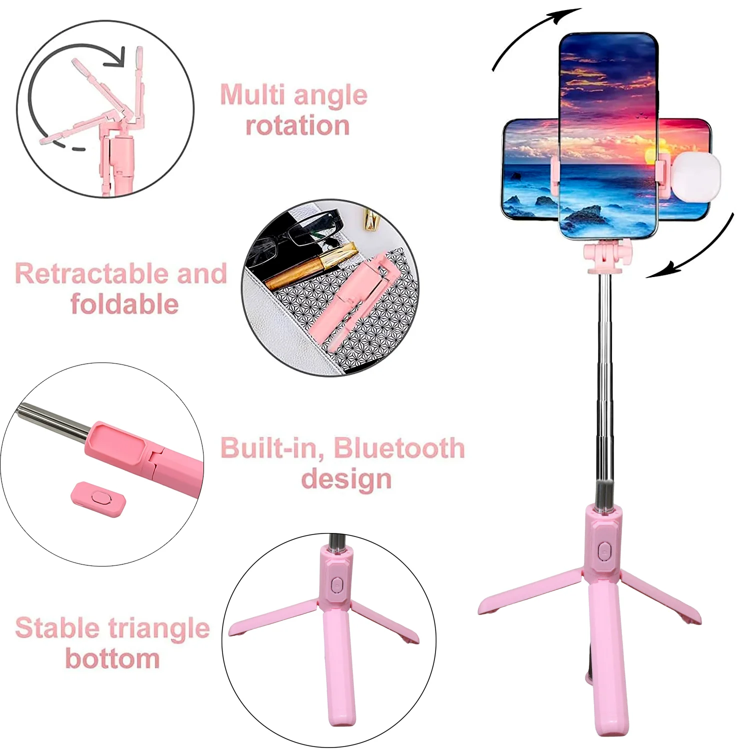 Portable Foldable Selfie Stick with Remote Control, YouTuber Video Recording (1 Pc) - Image 5