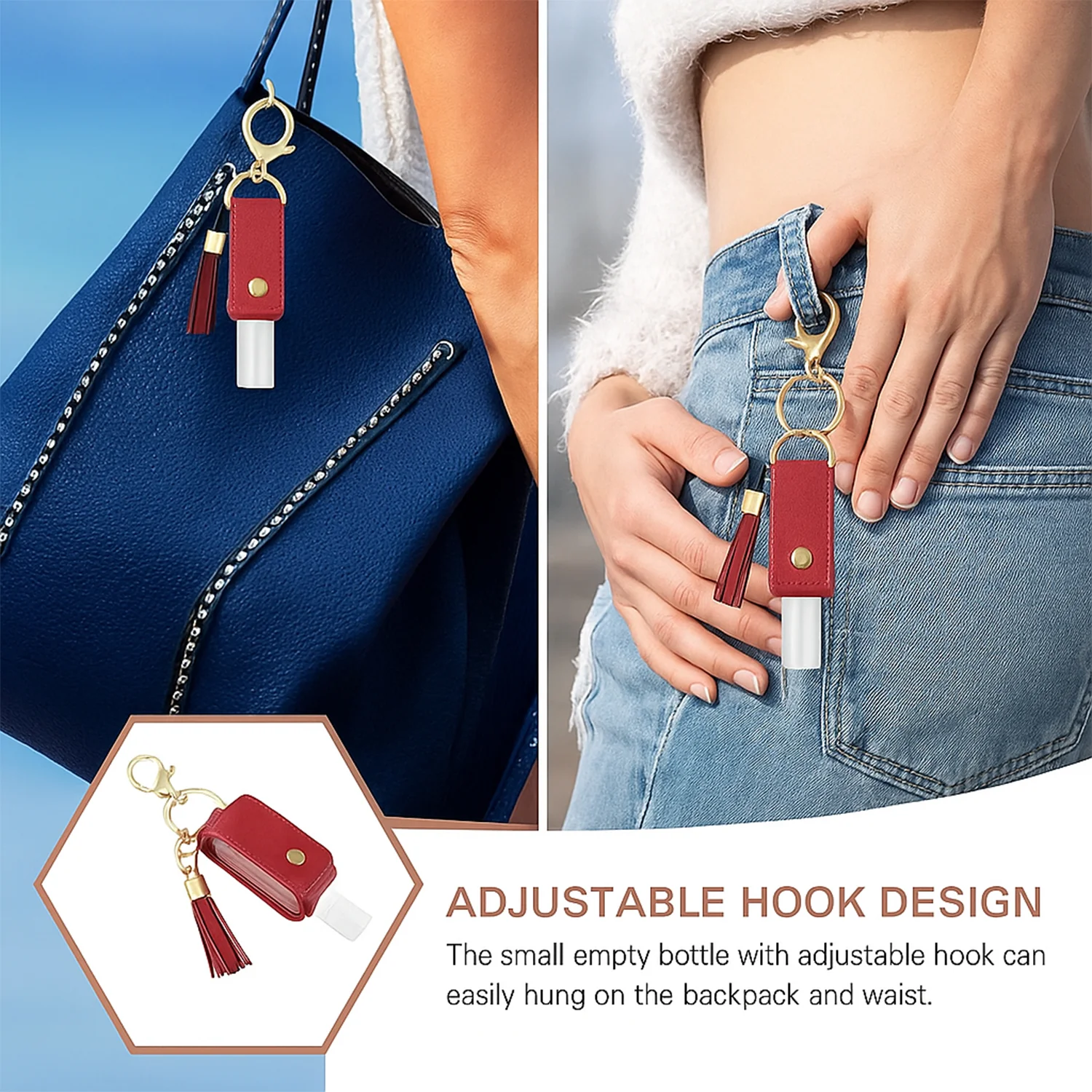 Portable Hand Sanitizer Holder Keychain with Tassel (1 Pc) - Image 3