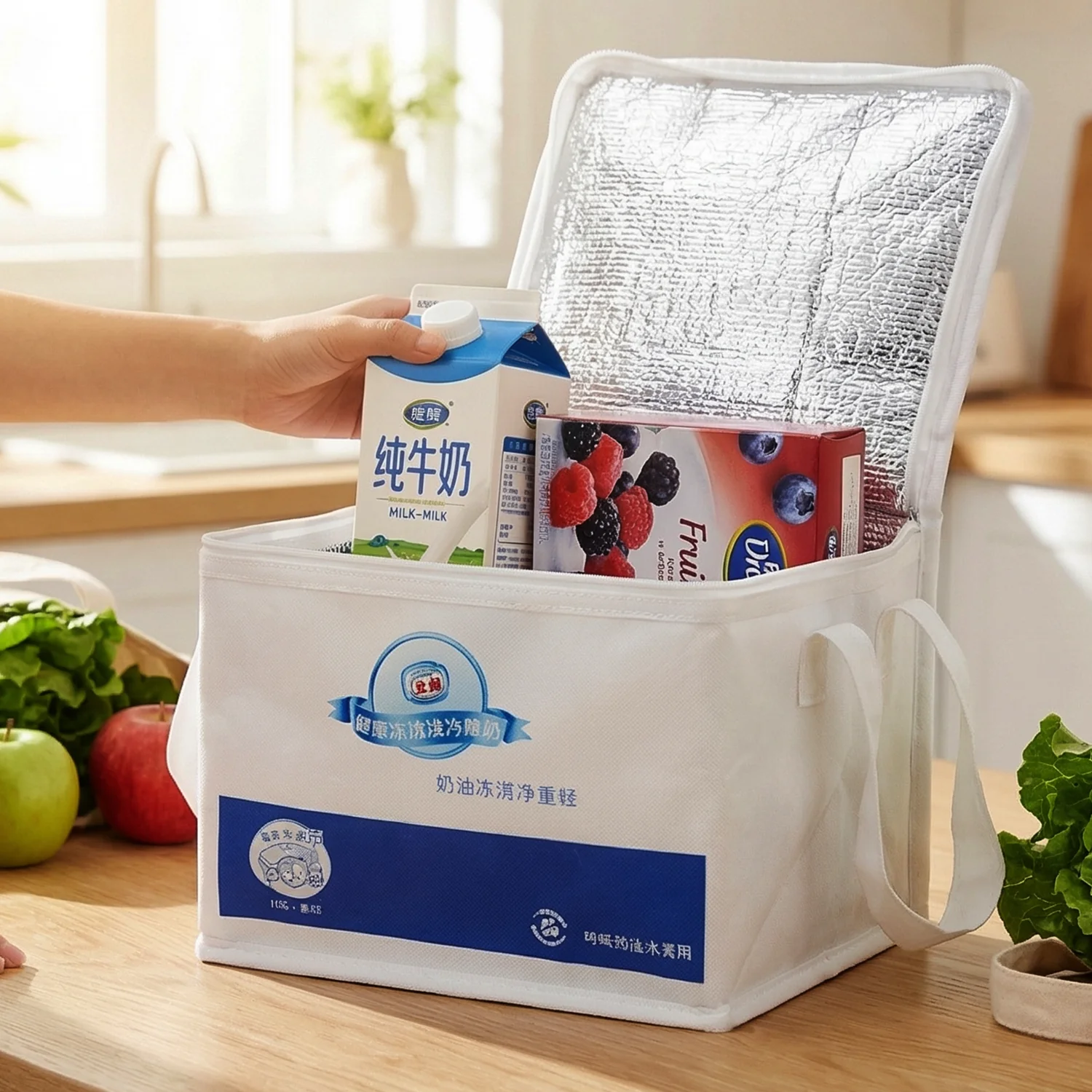 Portable Insulated Lunch Bag with Zipper Closure 16x19x21 Cm - Image 3