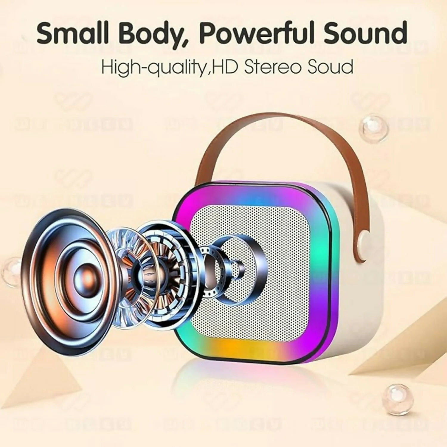 Portable Karaoke Speaker with Wireless Mic, LED Light Effects, BT 5.3 - Image 3