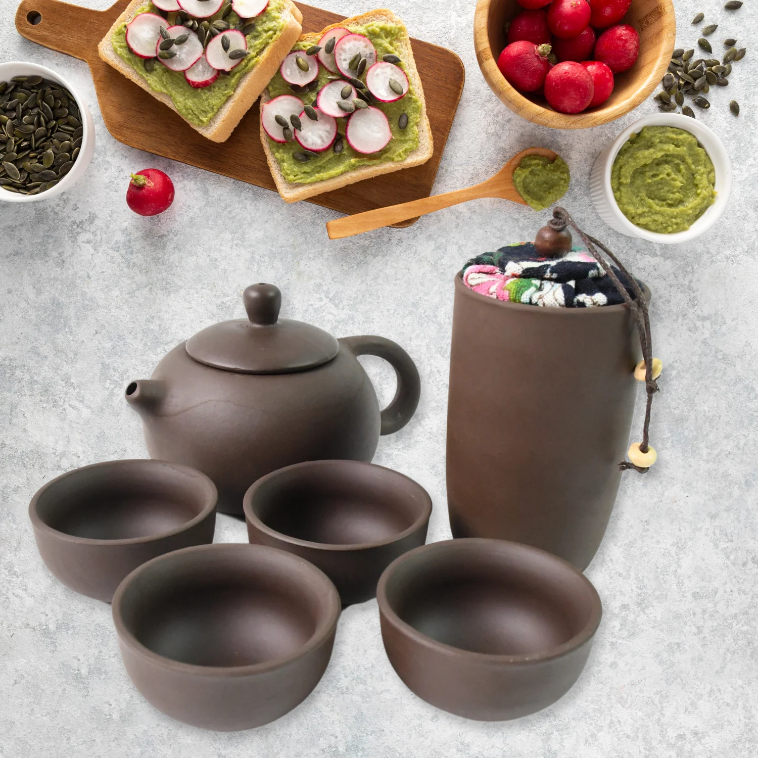 Portable Kung Fu Tea set with a portable travel bag (set of 6pcs) - Image 4