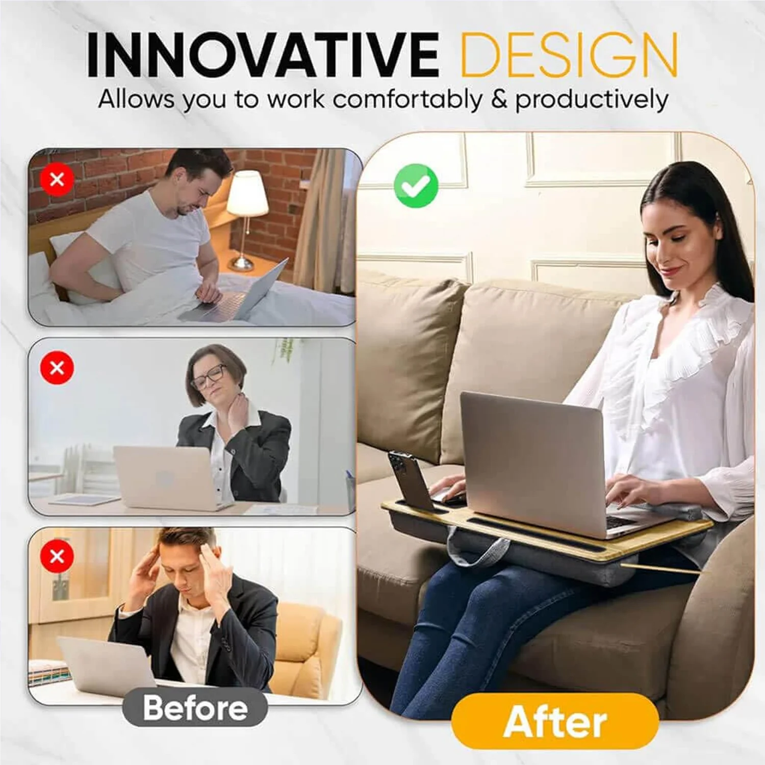 Portable Laptop Table with Mouse Pad (55×35 Cm / 1 Pc) - Image 8