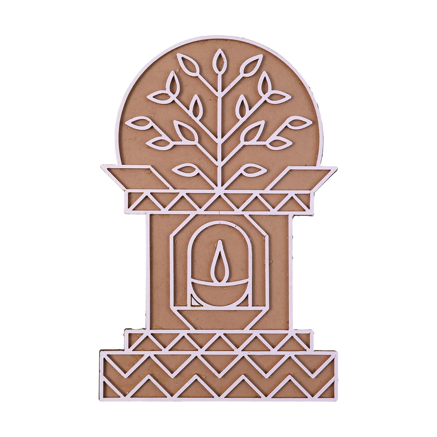 Portable MDF Rangoli Stencil | Diya Tree Design - Image 5