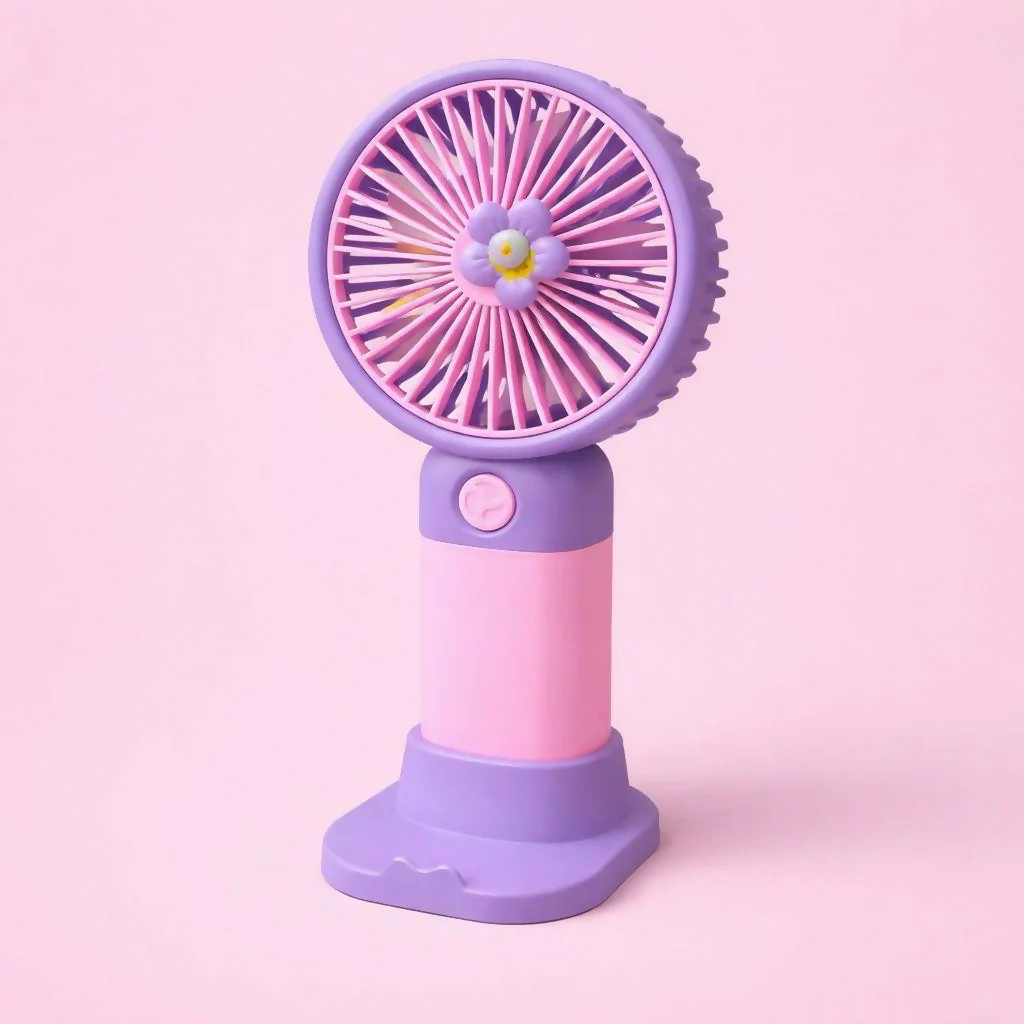 Portable Mini Handheld Fan with Stand, 3 Speed Modes - Image 2