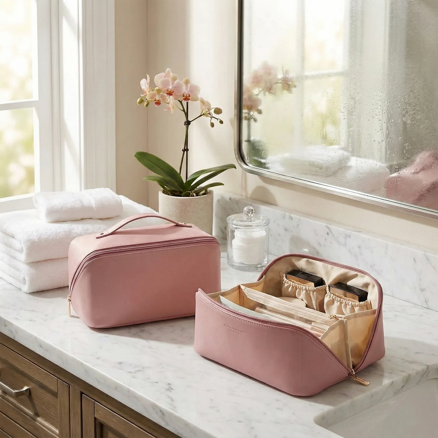 Portable Multi-Compartment Makeup & Toiletry Organizer Pouch (1 Pc) - Image 3