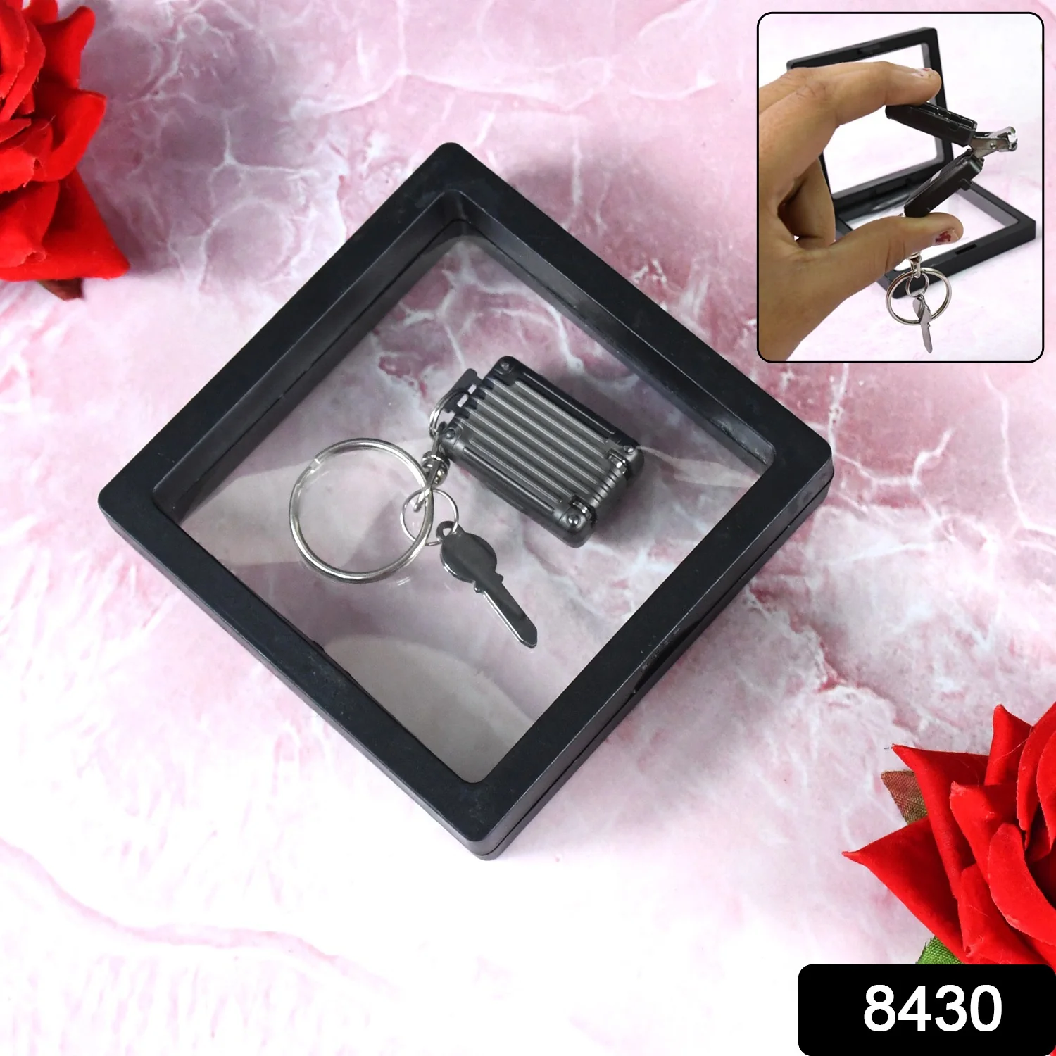 Suitcase Shape Nail Clipper Keychain Key & 3D Floating Frame Display Case (1 Set) - Image 2