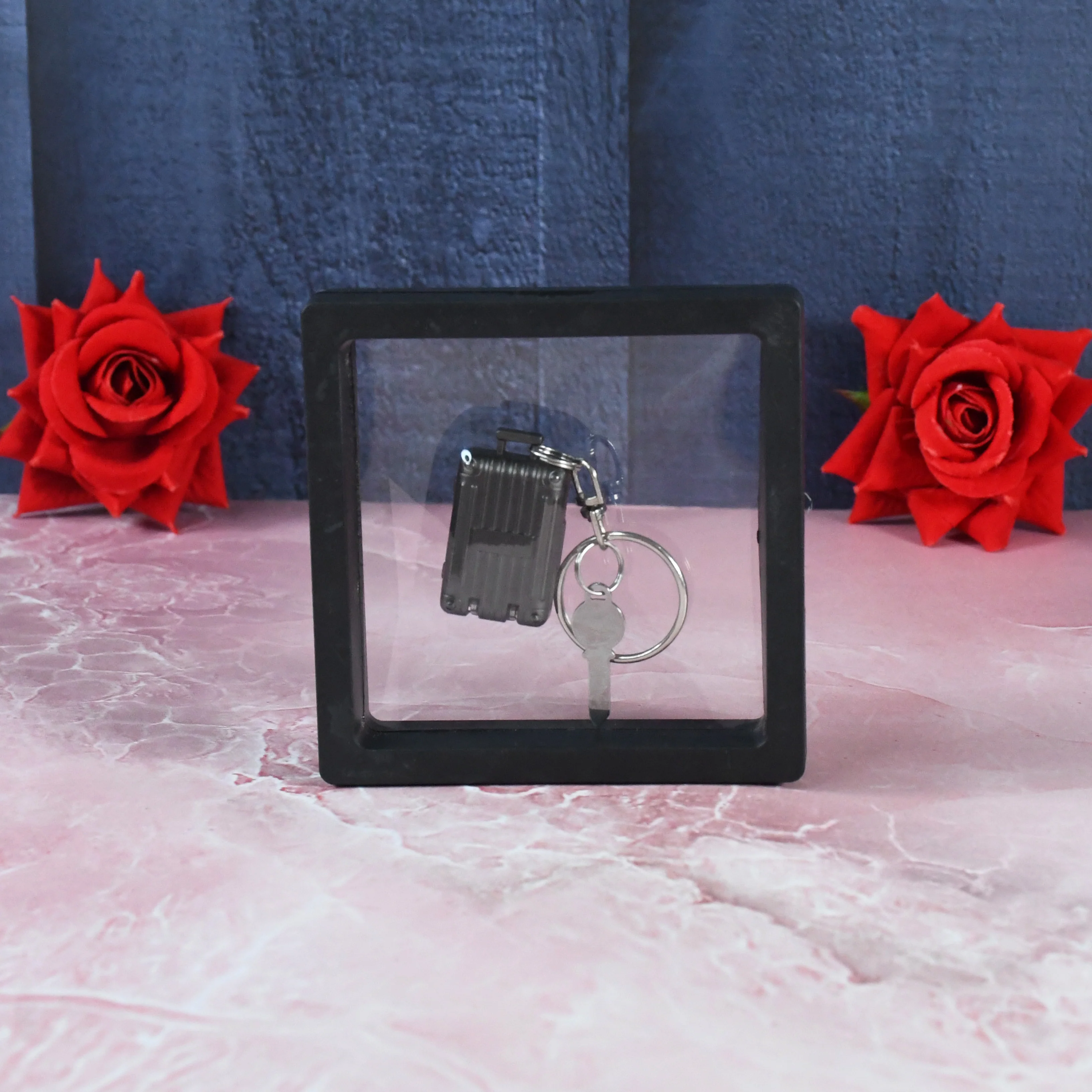 Suitcase Shape Nail Clipper Keychain Key & 3D Floating Frame Display Case (1 Set) - Image 4