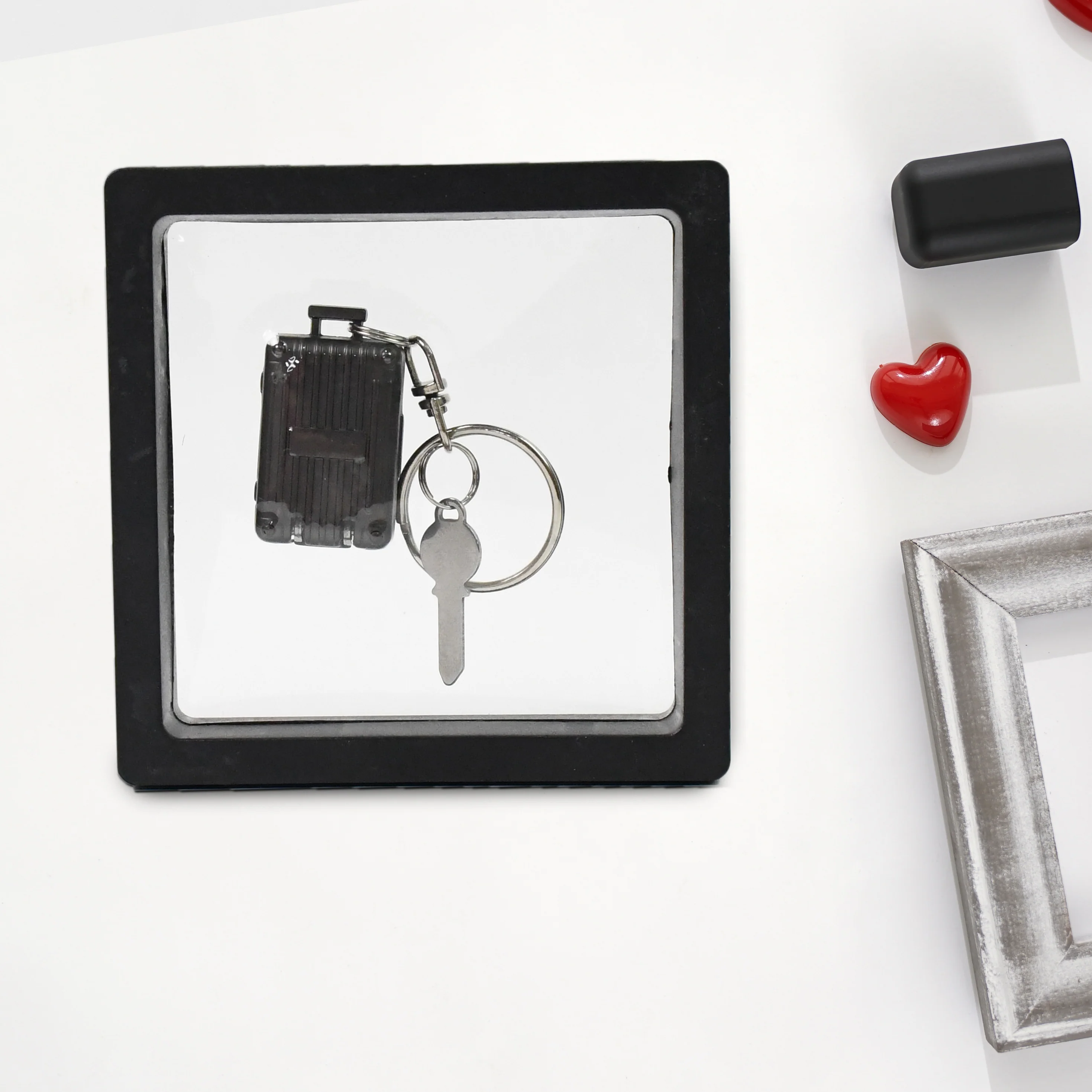 Suitcase Shape Nail Clipper Keychain Key & 3D Floating Frame Display Case (1 Set) - Image 6
