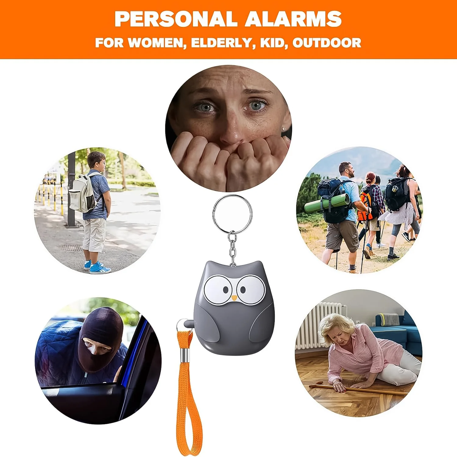 Portable Owl Shape Personal Safety Alarm Keychain - Image 3
