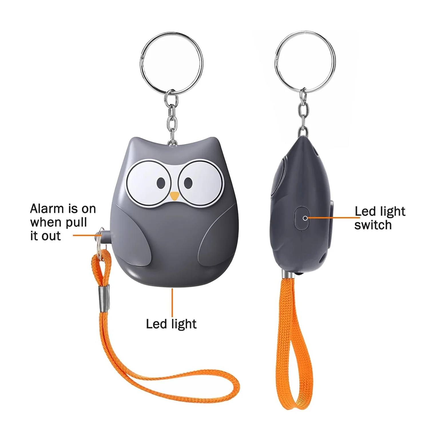Portable Owl Shape Personal Safety Alarm Keychain - Image 6
