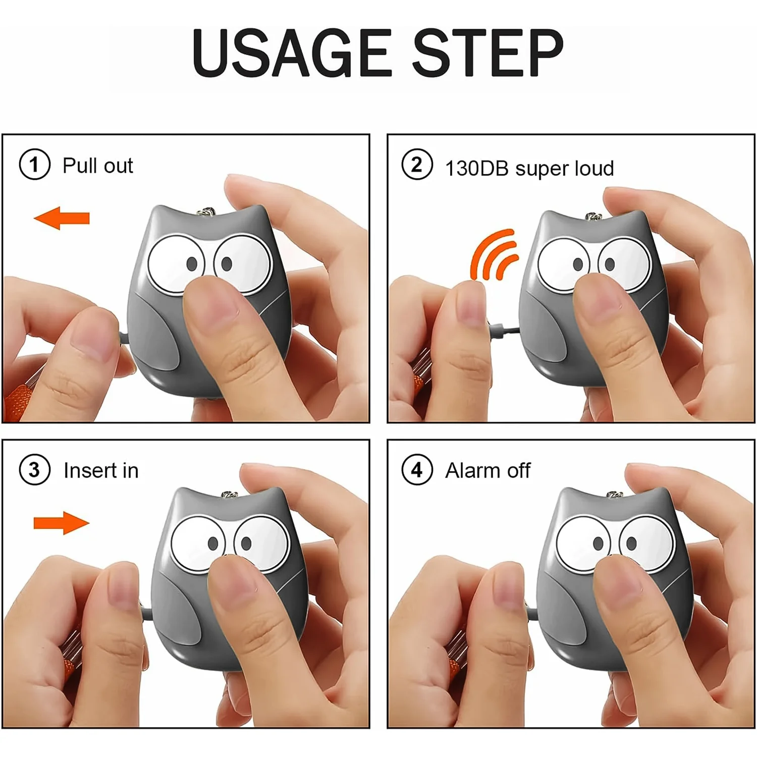 Portable Owl Shape Personal Safety Alarm Keychain - Image 8