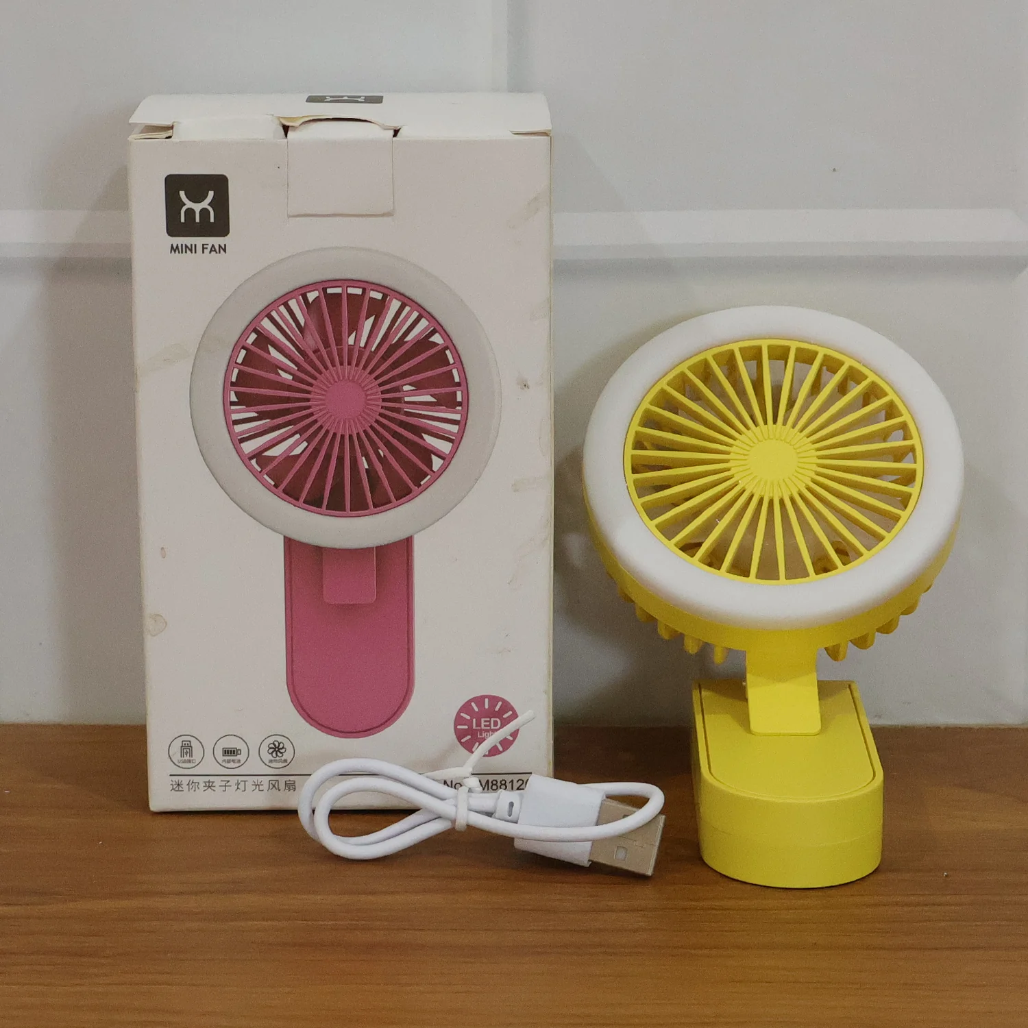 Portable Rechargeable Mini Table Fan with LED Light (1 Pc) - Image 8