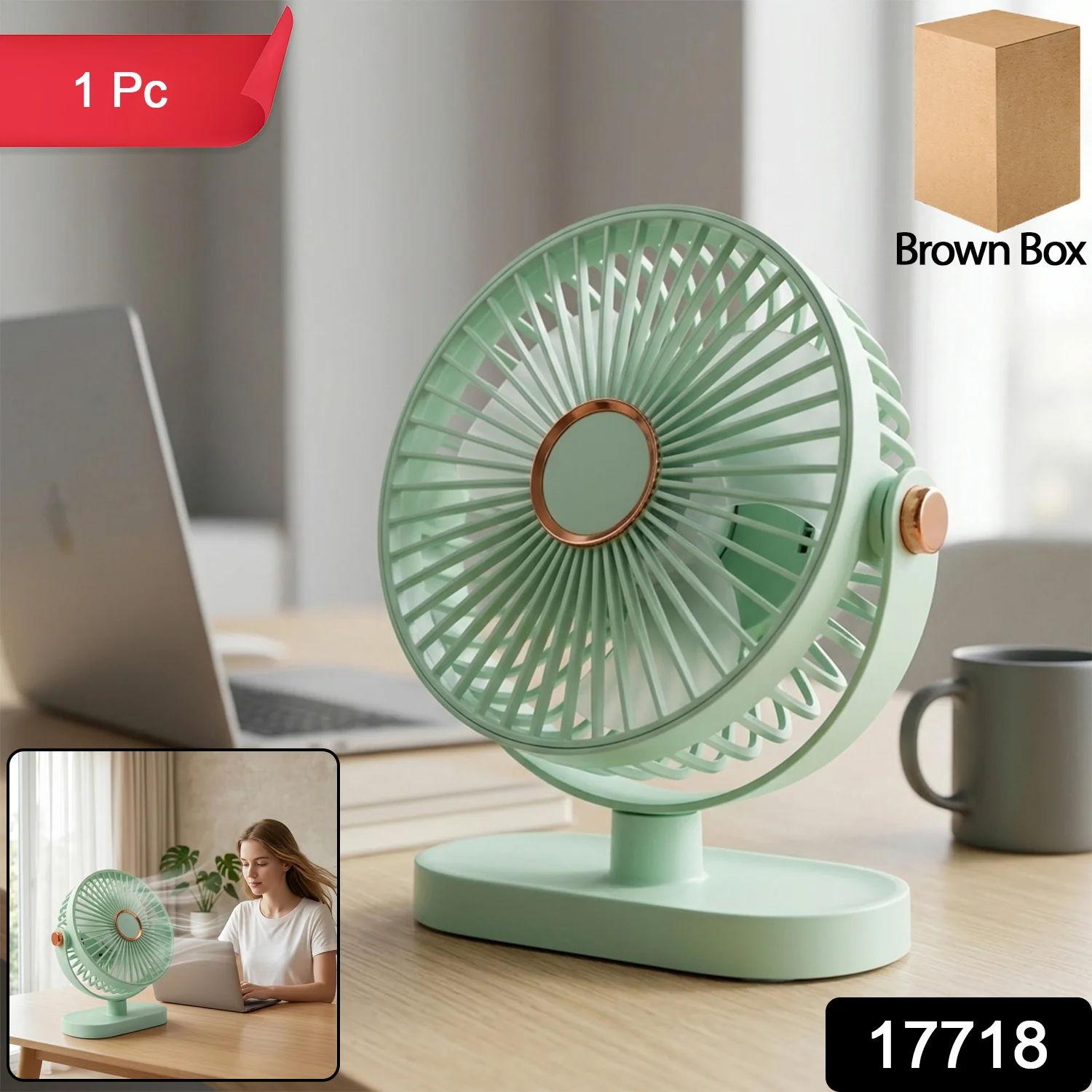 Portable Rechargeable Table Fan Compact USB Desk Fan - Image 2