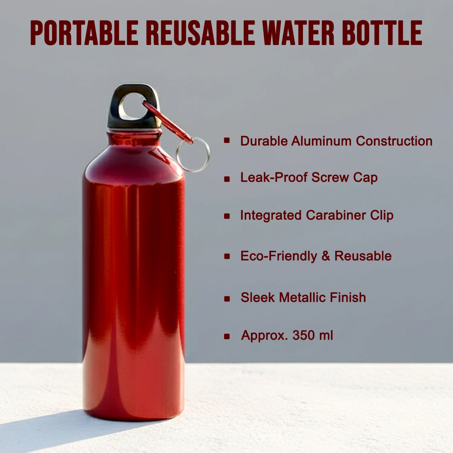 Portable Reusable Water Bottle (Approx. 350 ml) - Image 4