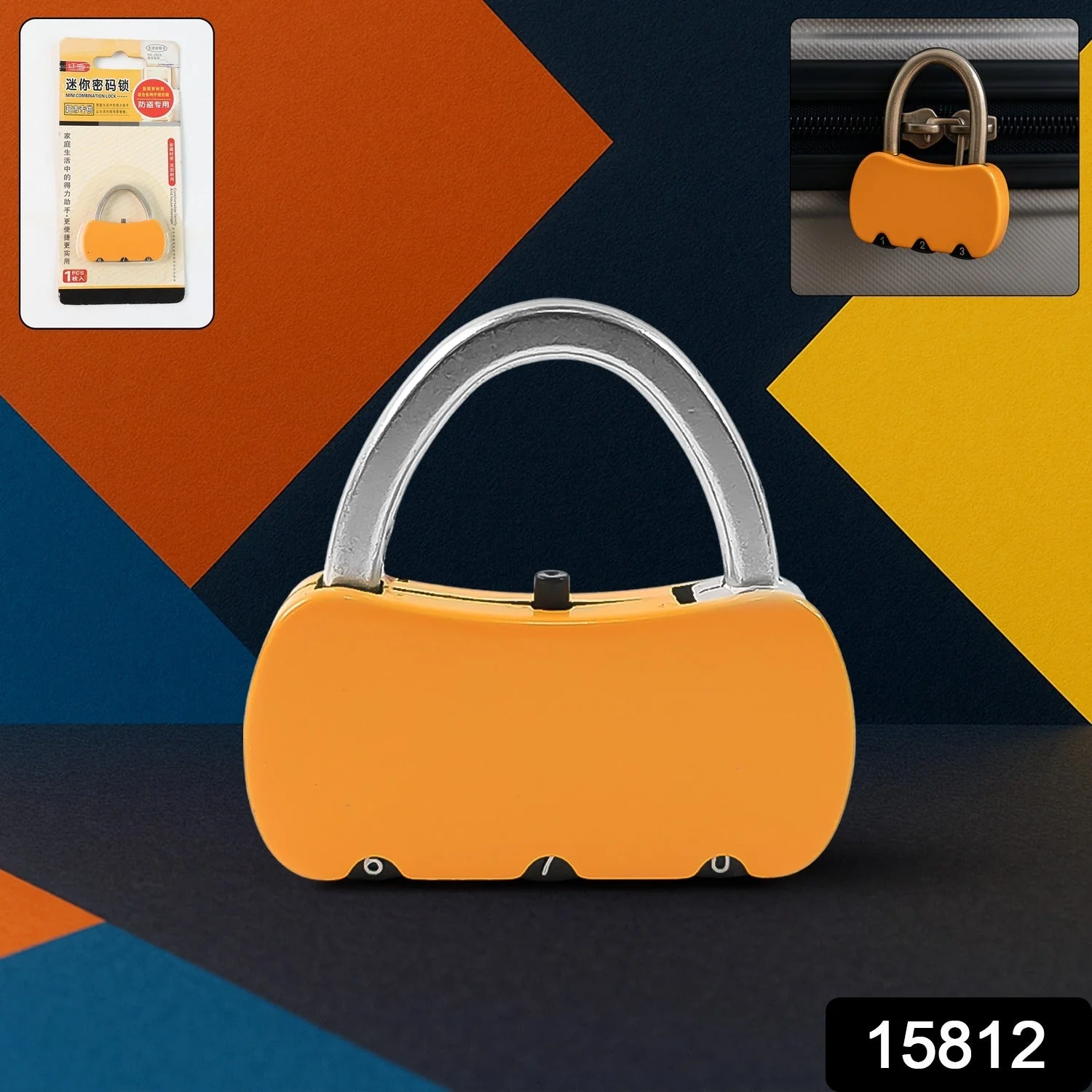 Portable Security 3-Digit Combination Travel Lock (1 Pc) - Image 2