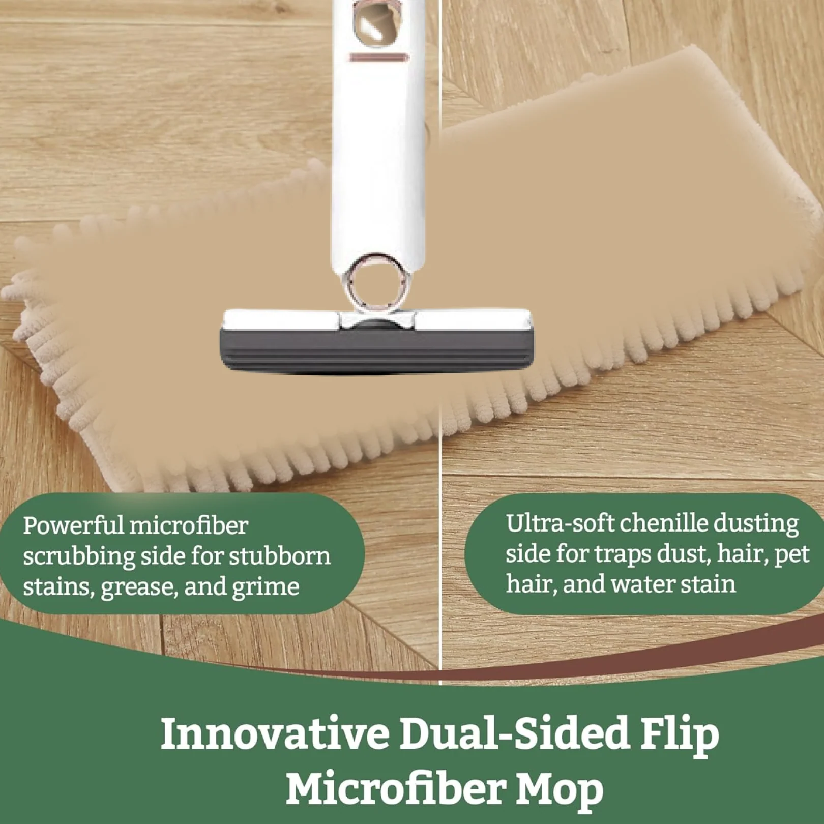 Portable Self-Squeeze Short Mop, with 1 Cotton Head, Bathroom Kitchens Table - Image 2