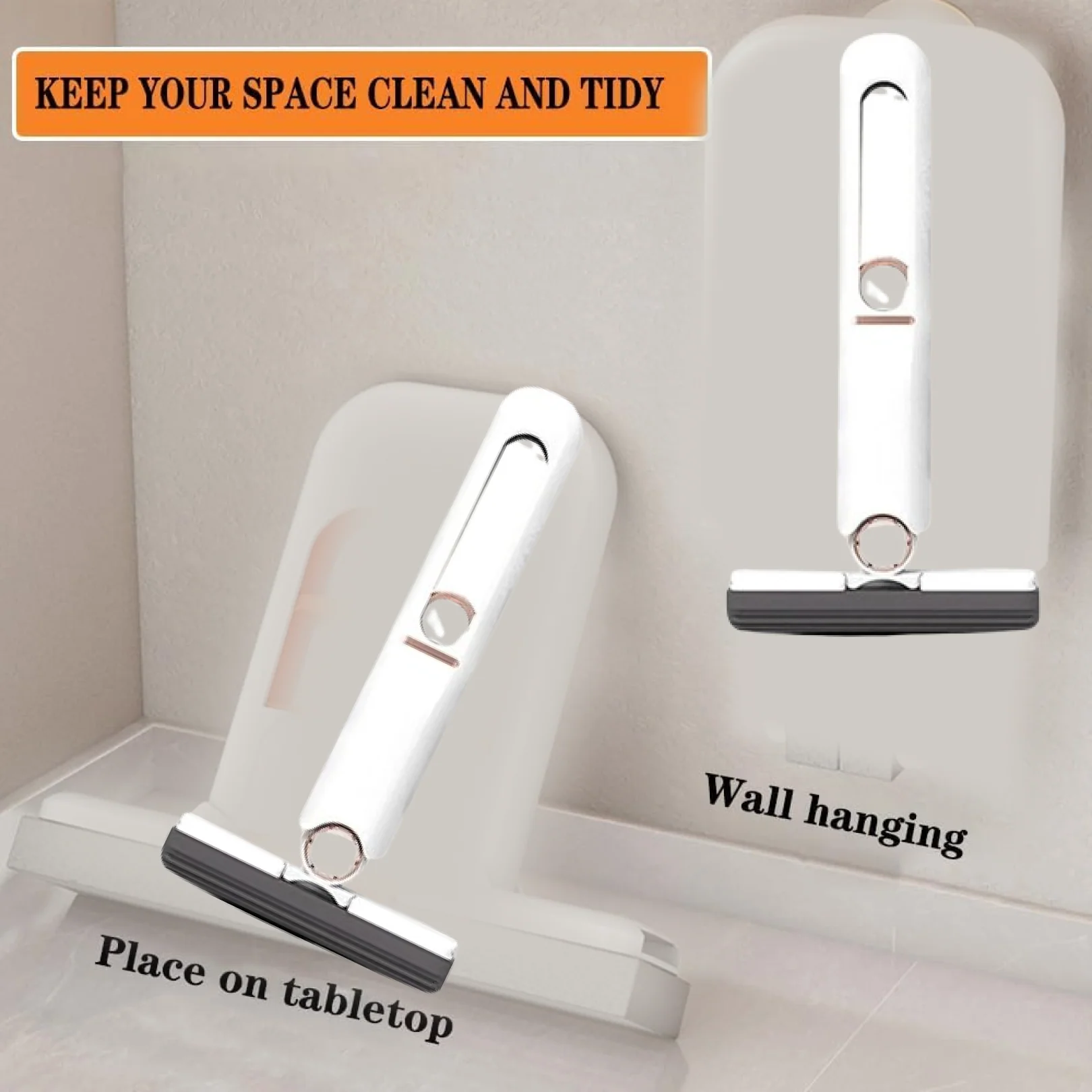 Portable Self-Squeeze Short Mop, with 1 Cotton Head, Bathroom Kitchens Table - Image 4