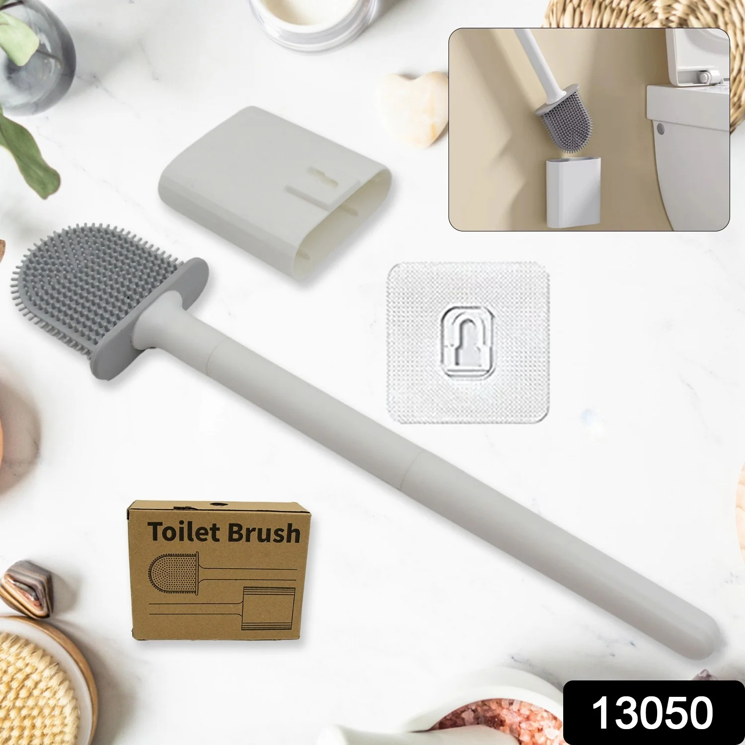 Portable Silicone Toilet Brush – Wall-Mounted, Anti-Drip Cleaner with Non-Slip Handle - Image 2