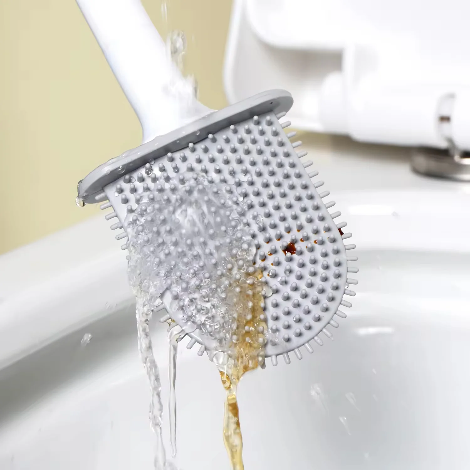 Portable Silicone Toilet Brush – Wall-Mounted, Anti-Drip Cleaner with Non-Slip Handle - Image 3