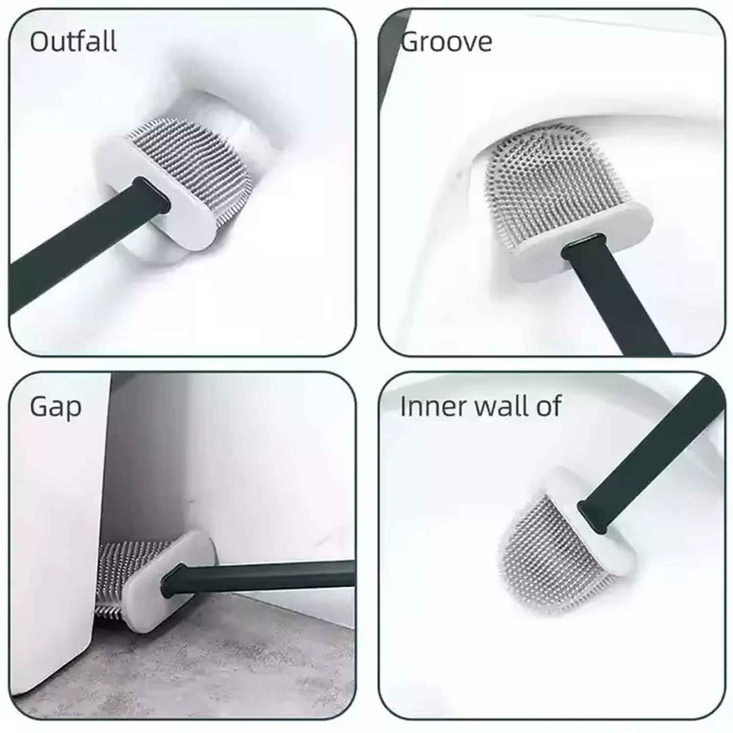 Portable Silicone Toilet Brush – Wall-Mounted, Anti-Drip Cleaner with Non-Slip Handle - Image 4