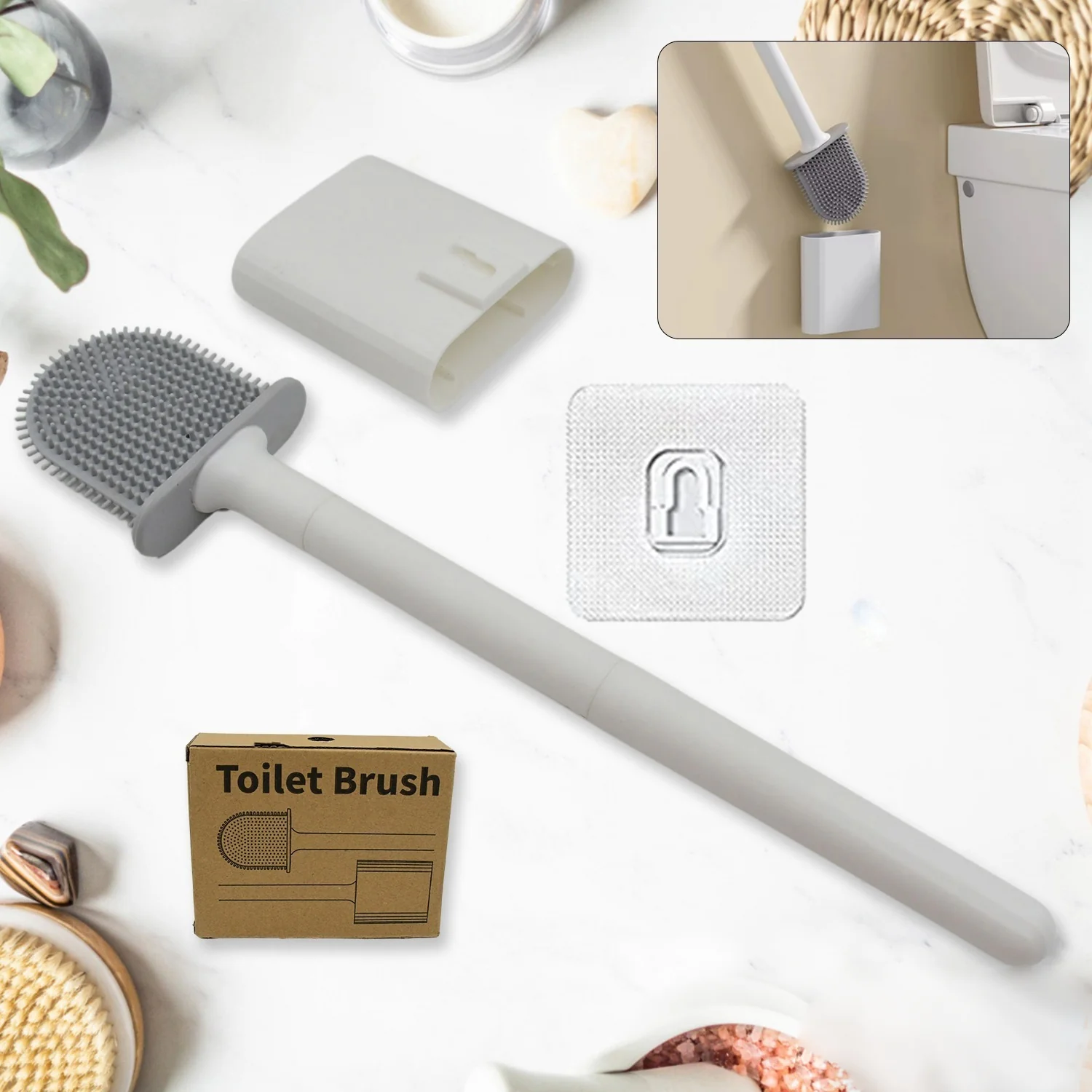 Portable Silicone Toilet Brush – Wall-Mounted, Anti-Drip Cleaner with Non-Slip Handle - Image 7