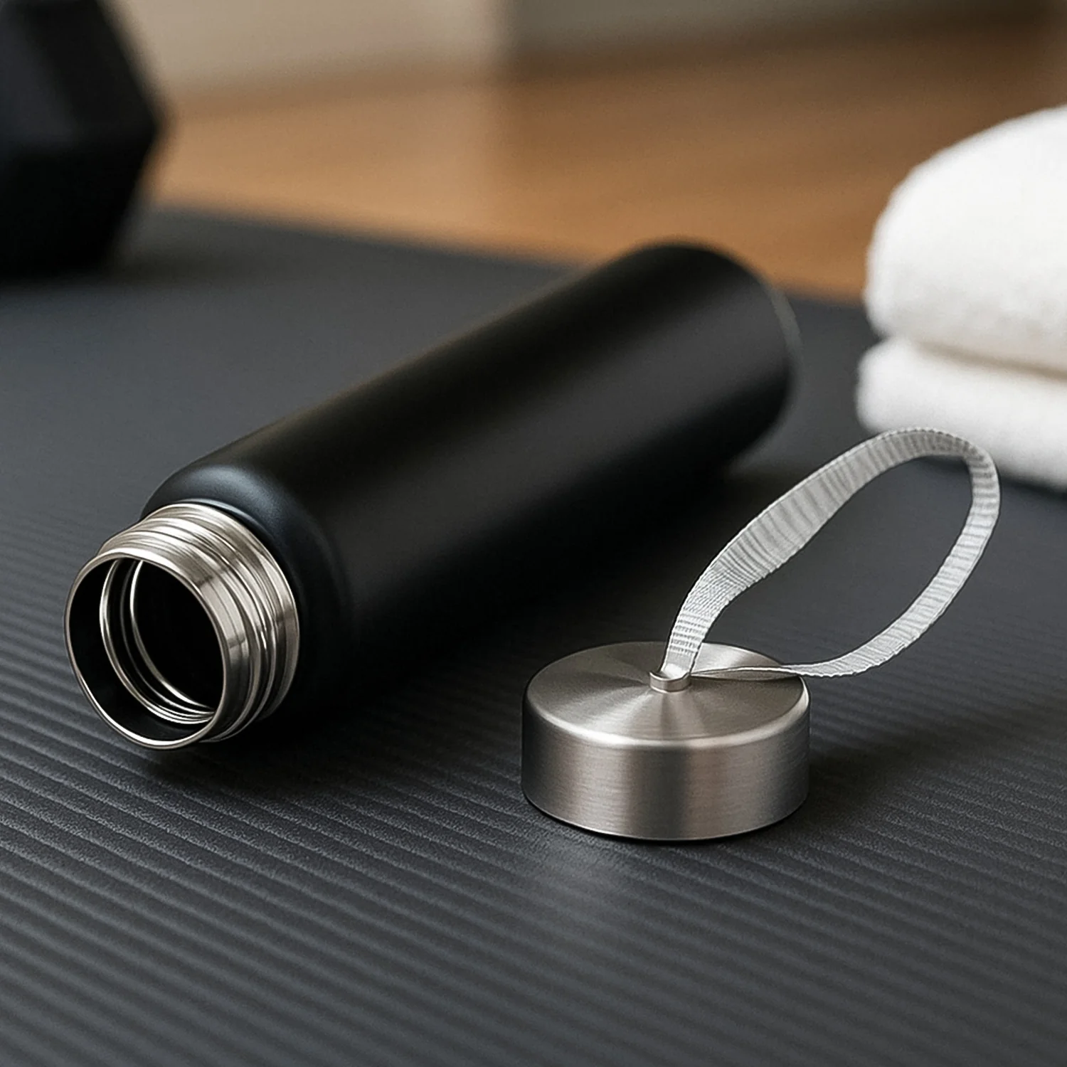 Portable Stainless Steel Water Bottle with Strap (Approx 250ML) - Image 4