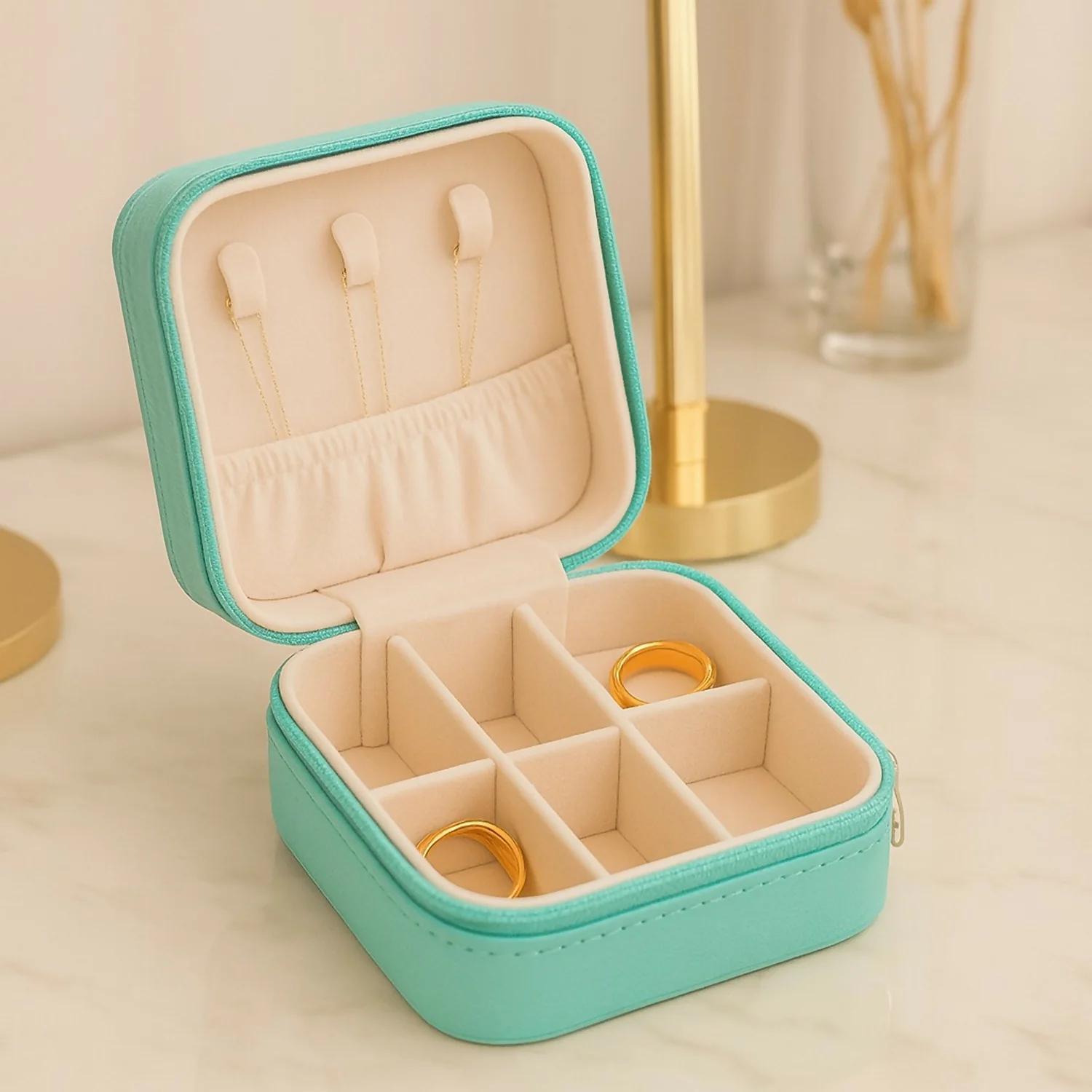 Portable Travel Jewelry Box for Women | Compact Organizer with Compartments - Image 10