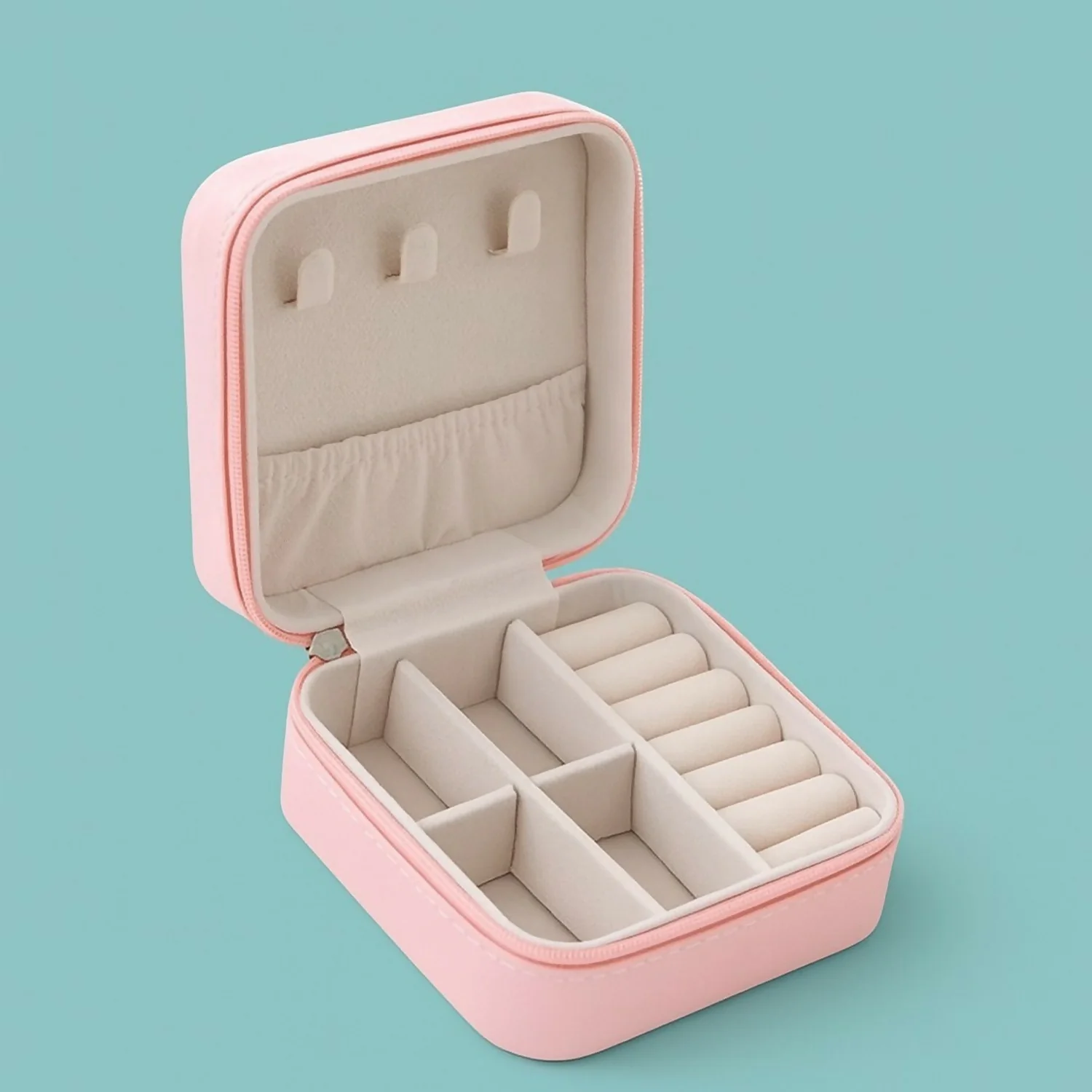 Portable Travel Jewelry Box for Women | Compact Organizer with Compartments - Image 2