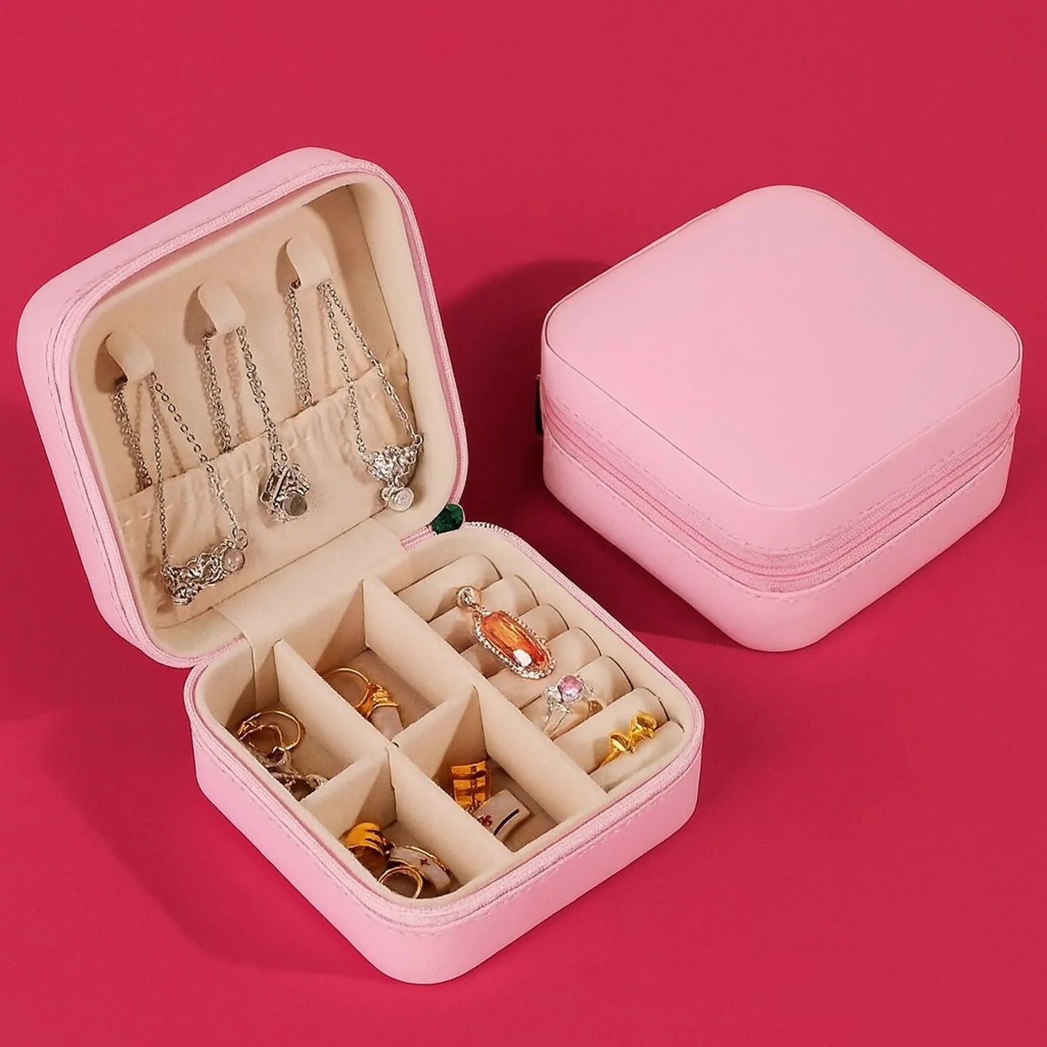 Portable Travel Jewelry Box for Women | Compact Organizer with Compartments - Image 4