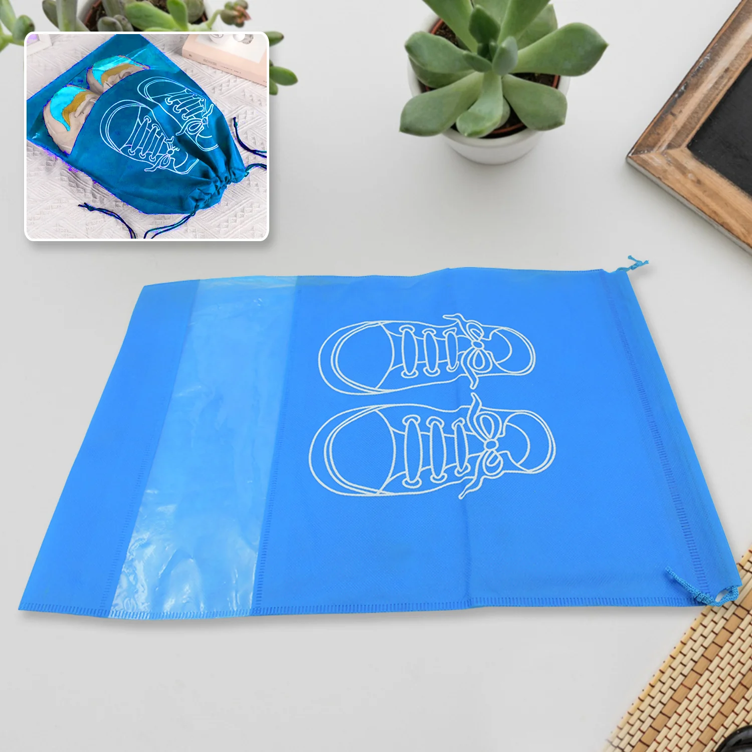 BEACH BAG SHOES STORAGE BAG CLOSET ORGANIZER NON-WOVEN TRAVEL PORTABLE BAG WATERPROOF POCKET CLOTHING CLASSIFIED HANGING BAG SHOE BAG LUGGAGE TRAVEL PORTABLE SHOE POUCH NON WOVEN TRANSPARENT WINDOW (3 PC ) - Image 4