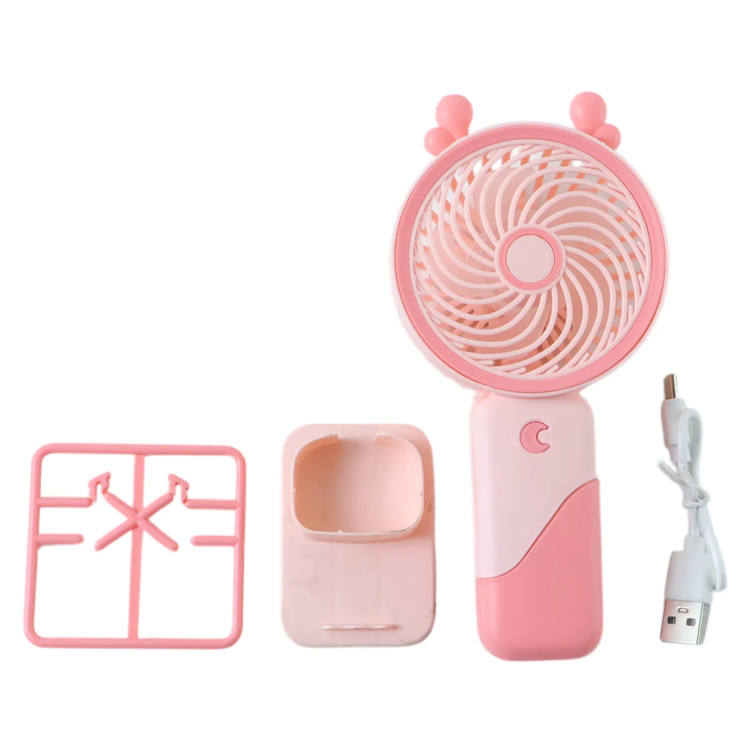 Portable USB Rechargeable Mini Fan with LED Light (1 Set) - Image 4