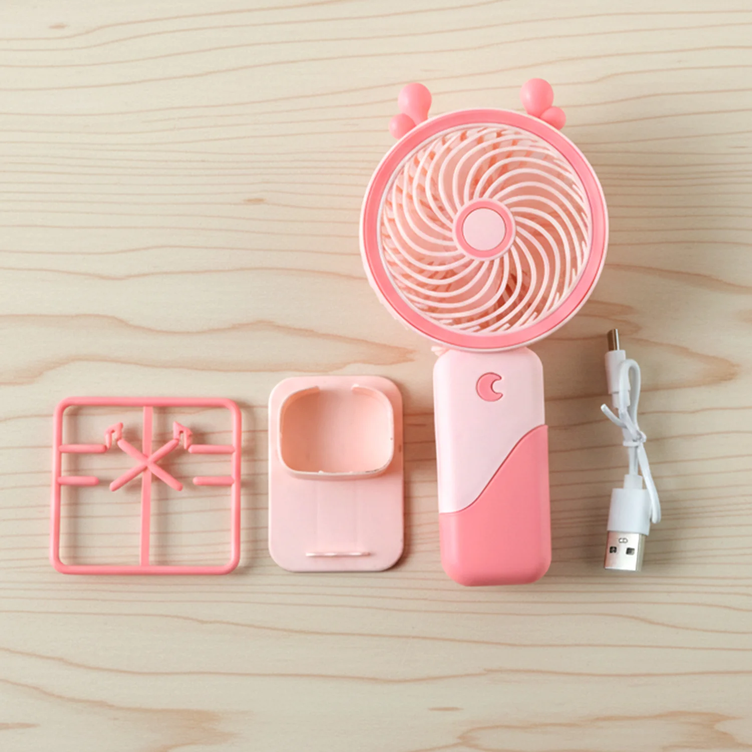 Portable USB Rechargeable Mini Fan with LED Light (1 Set) - Image 7